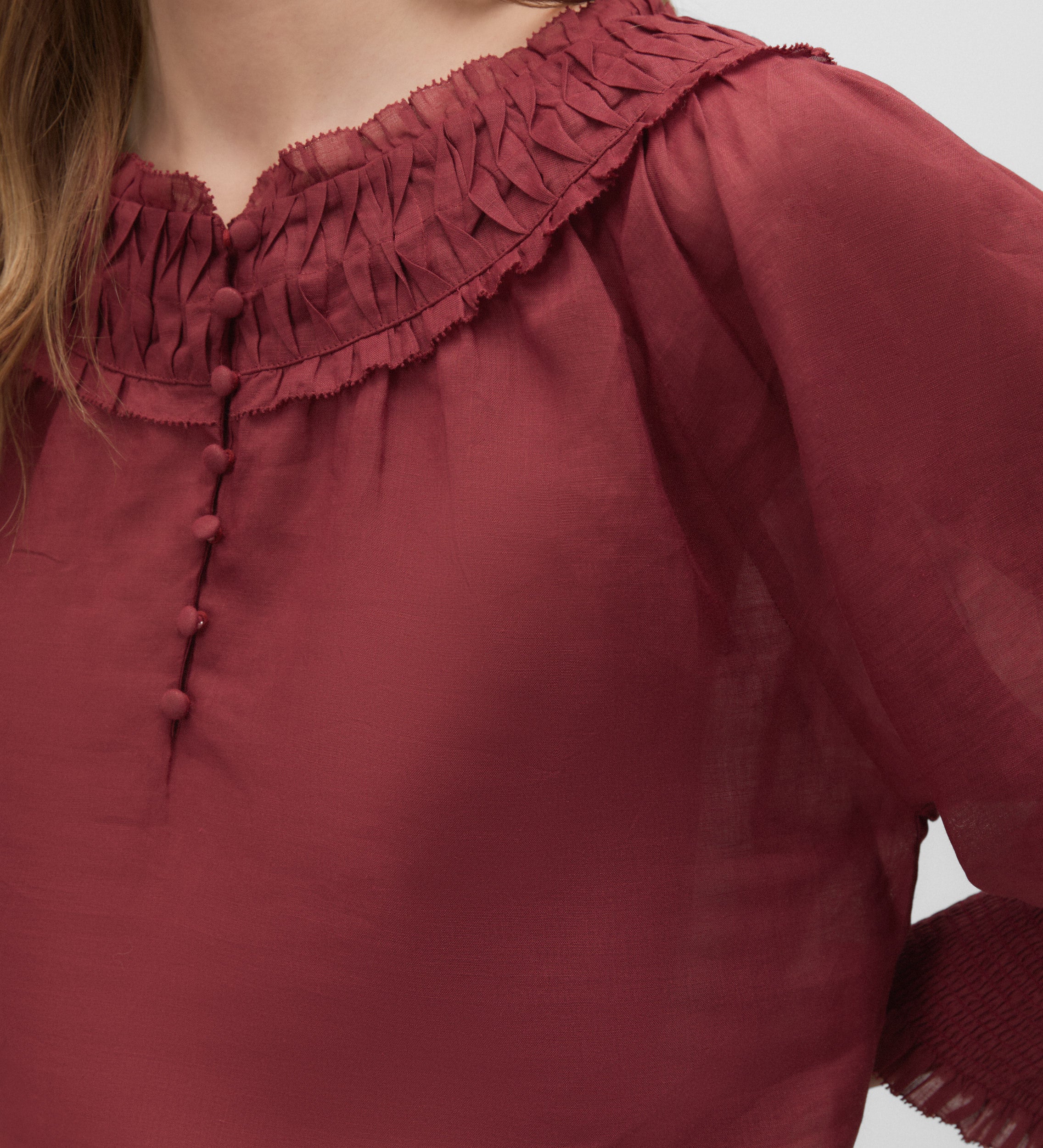 Gathered neckline blouse
