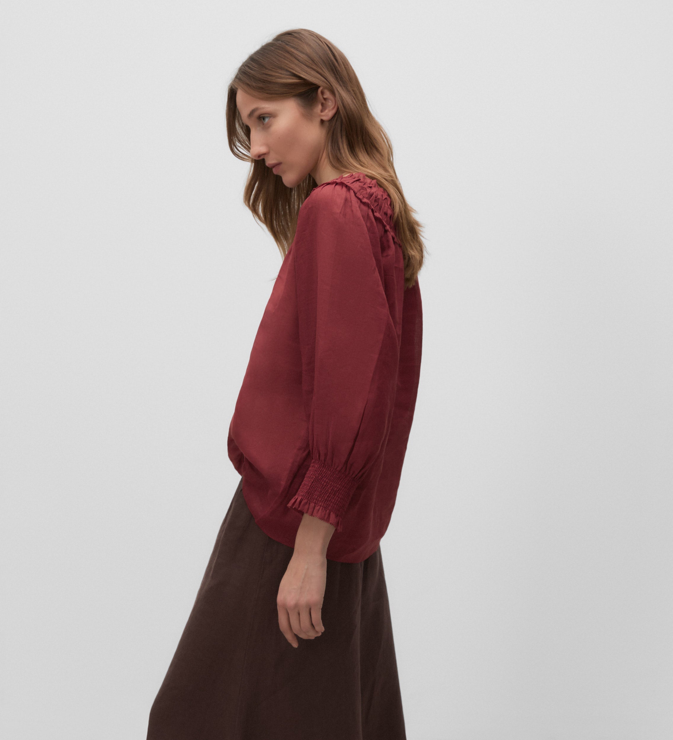 Gathered neckline blouse