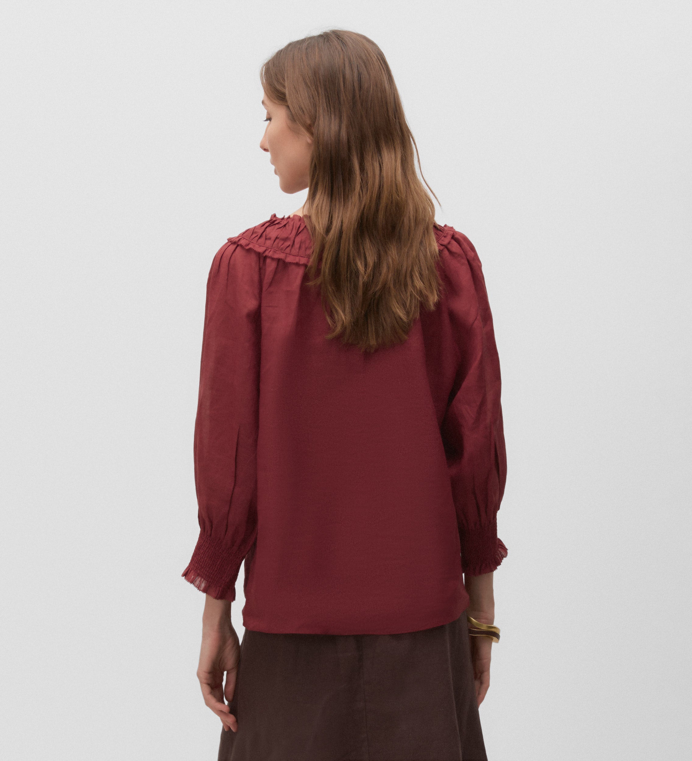 Gathered neckline blouse