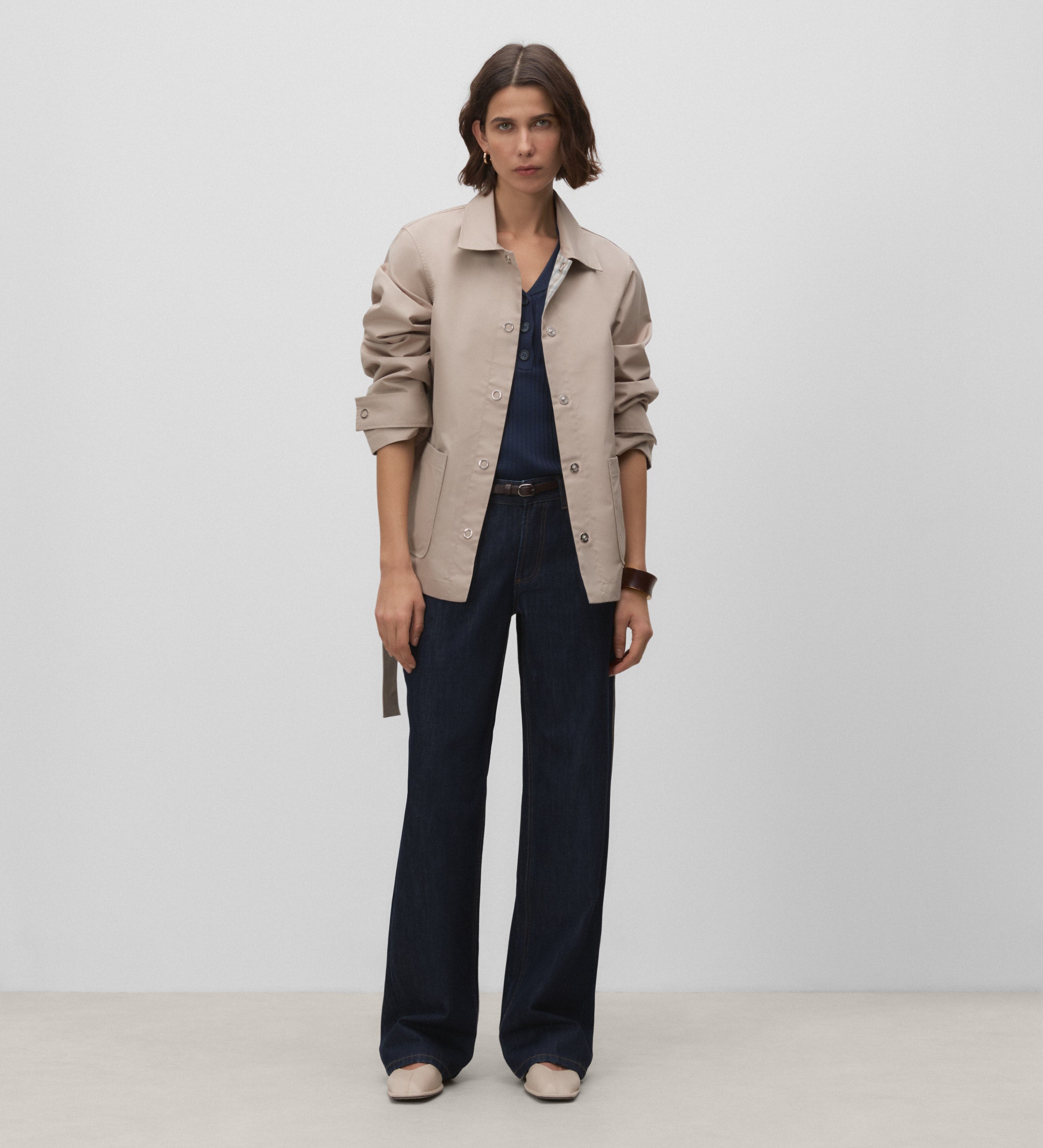 Short reversible checked parka