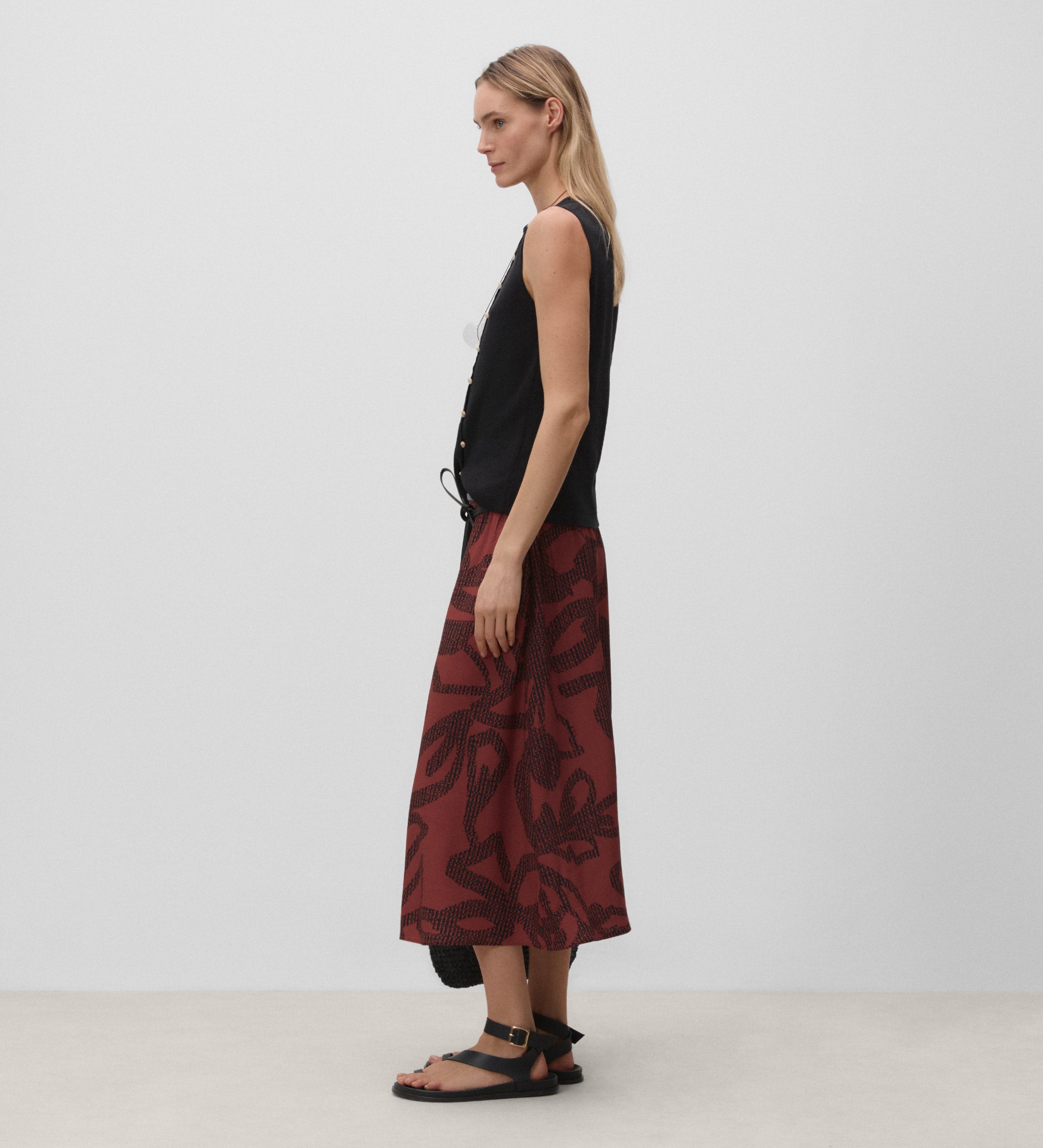 Midi flared skirt