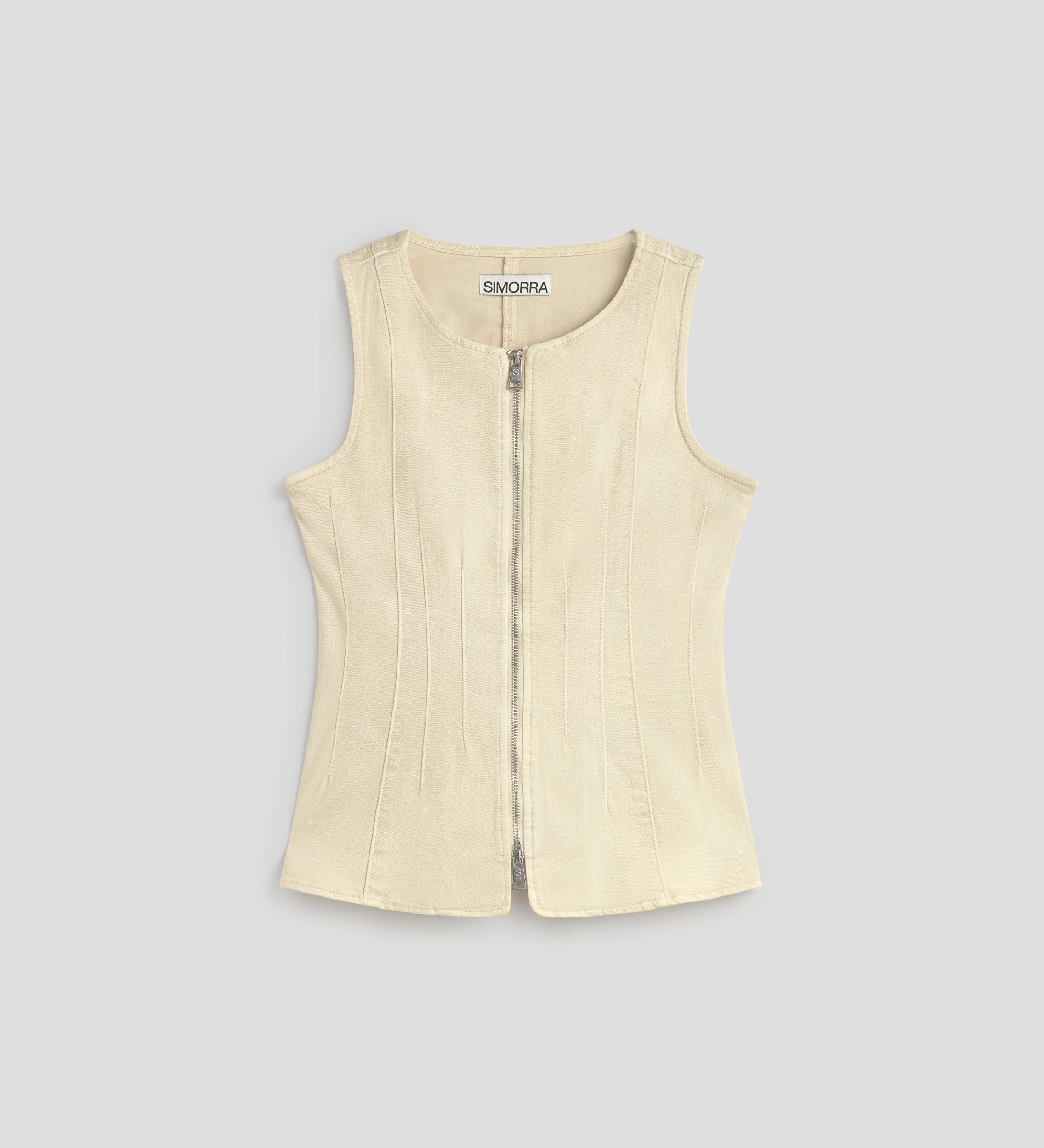 Denim vest with zipper