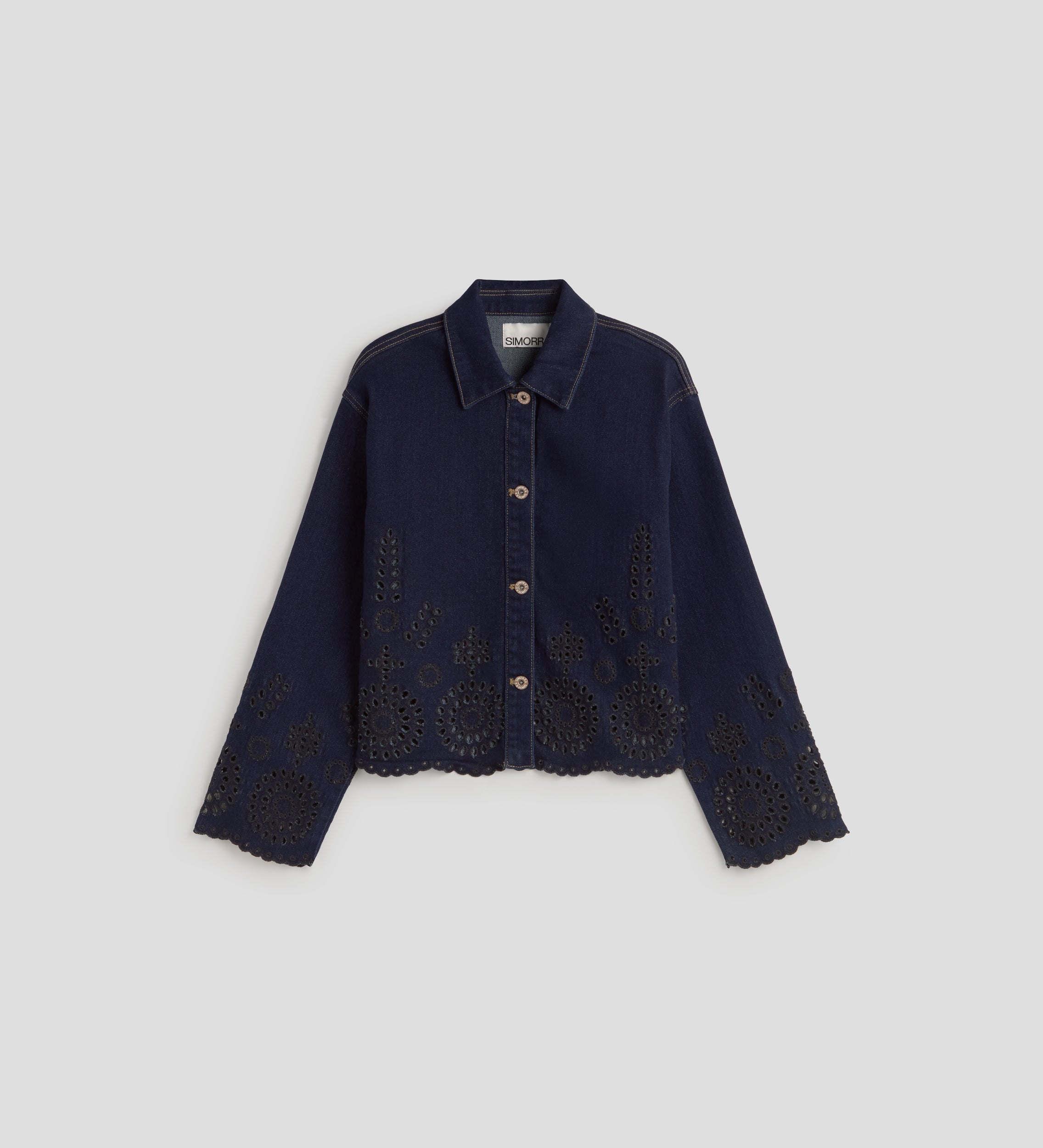 English embroidery denim jacket