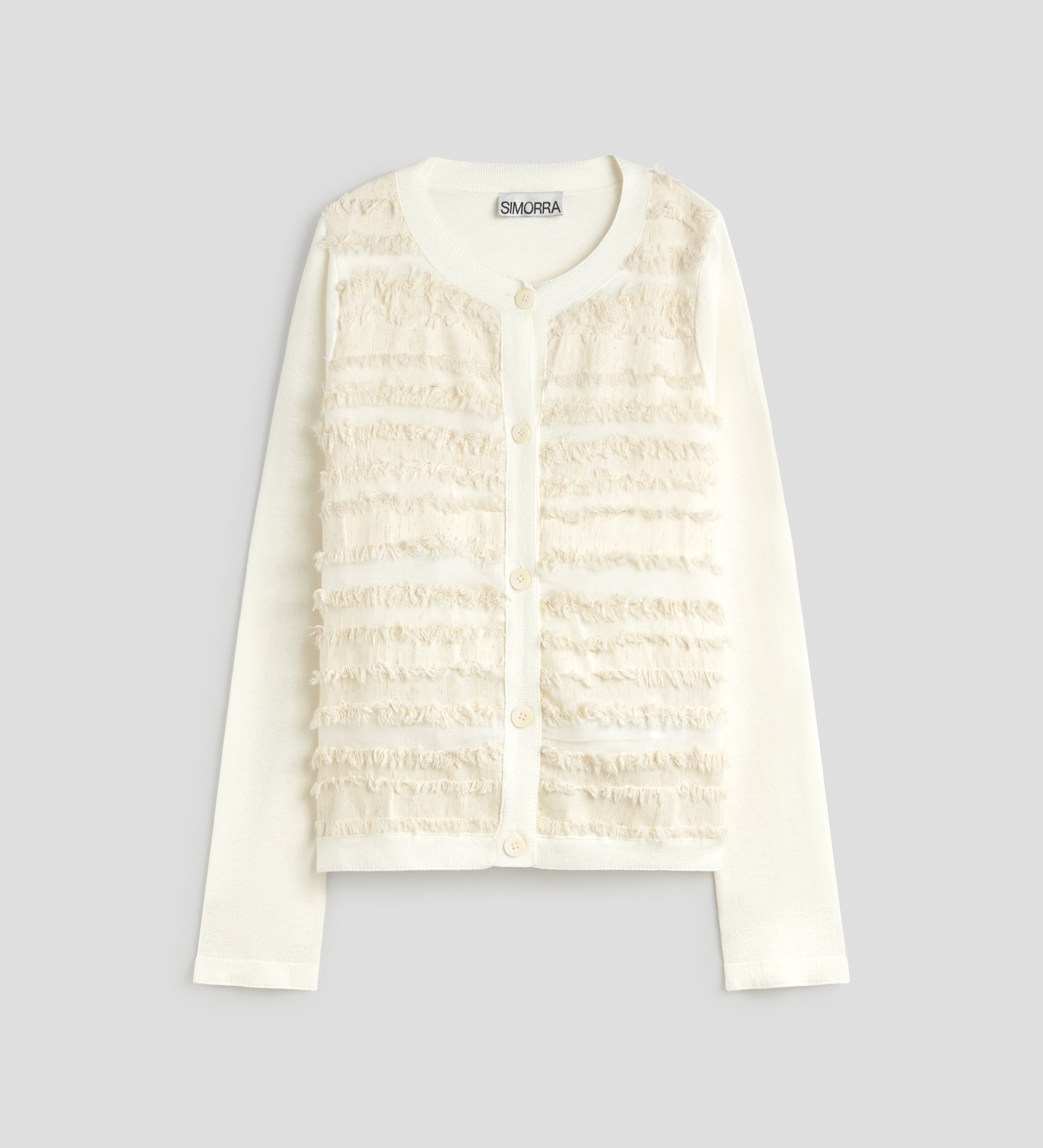 Short bi-material cardigan