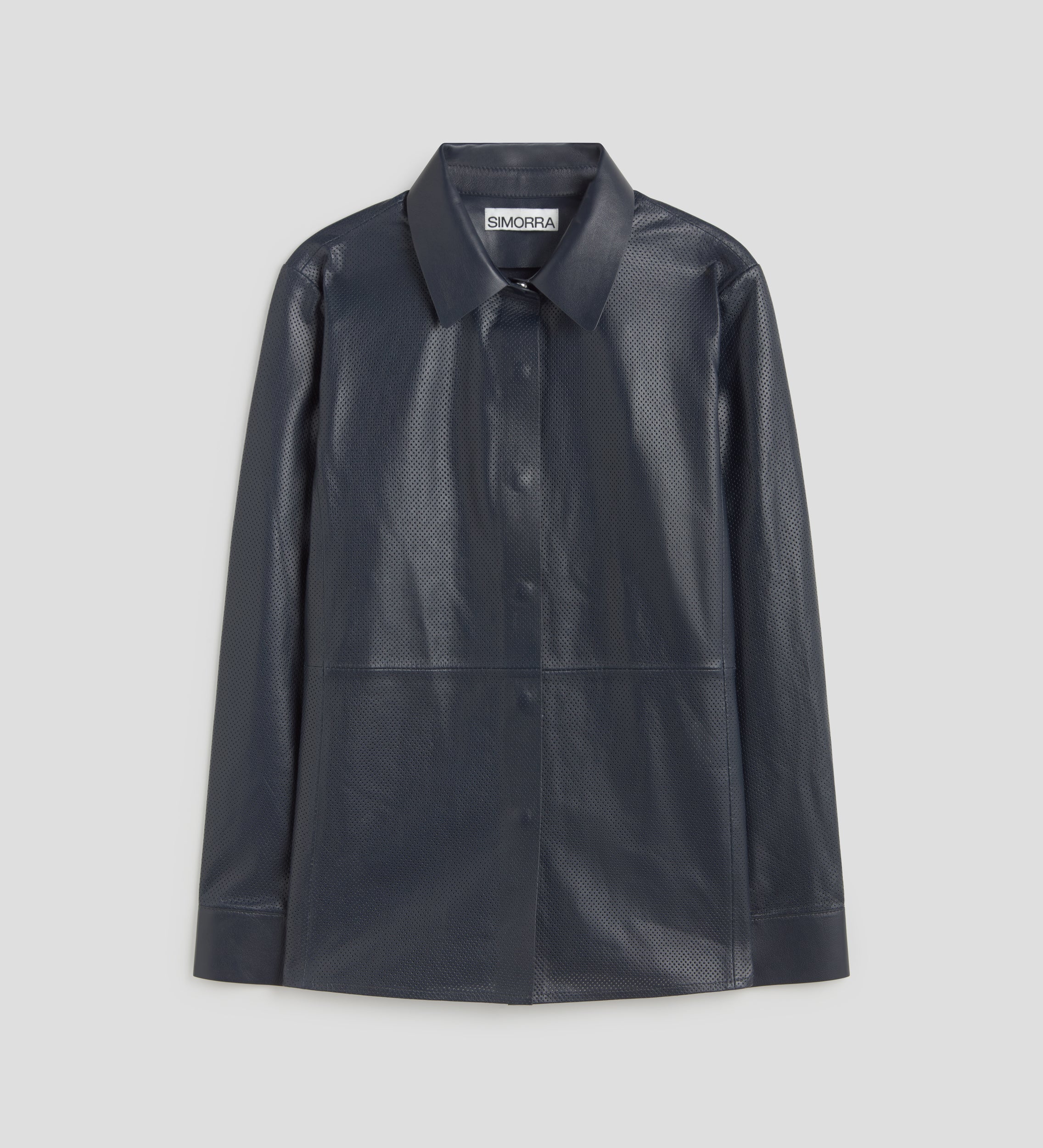 Die-cut nappa leather overshirt