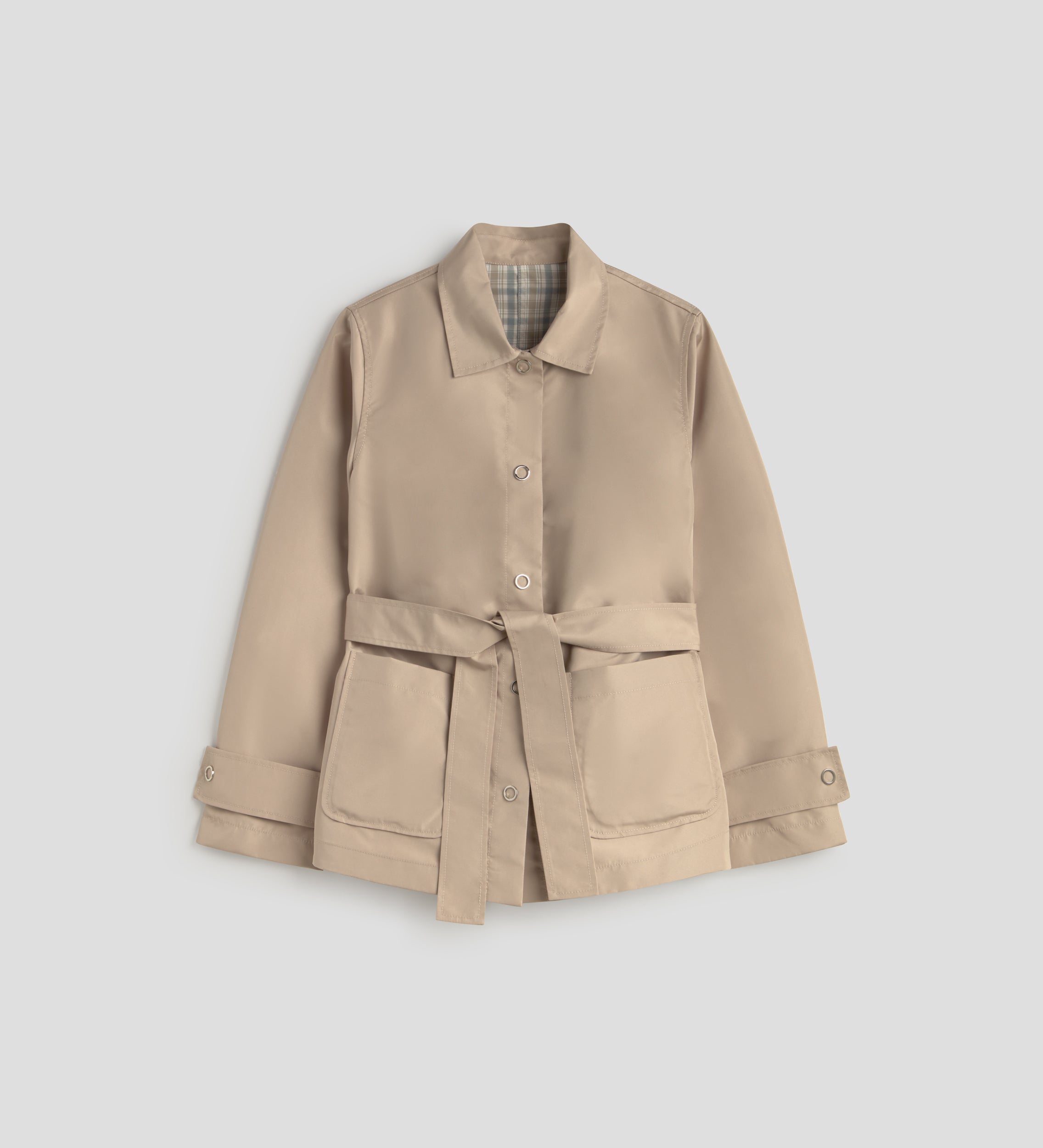 Short reversible checked parka