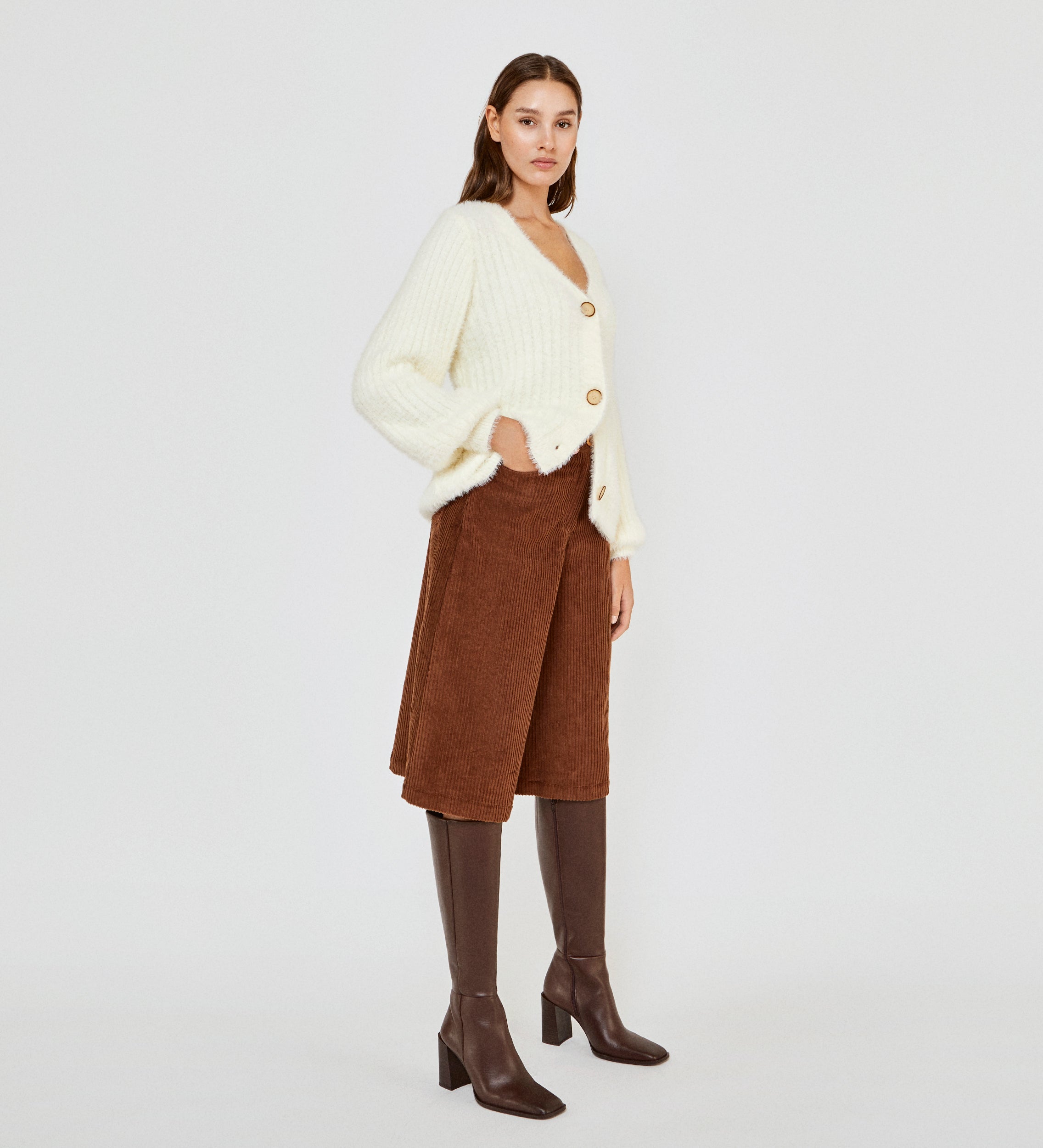 furry knit cardigan