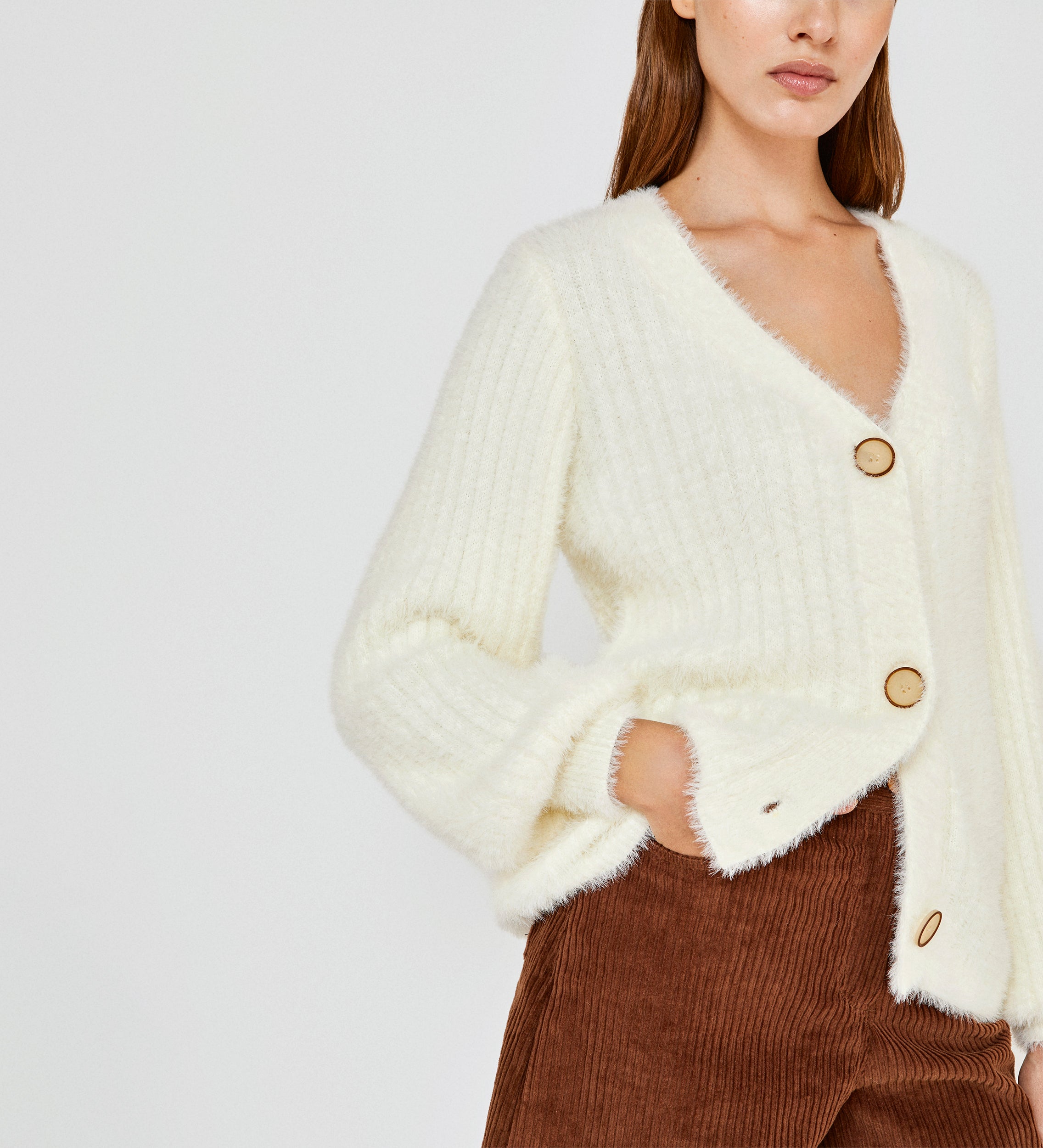 furry knit cardigan