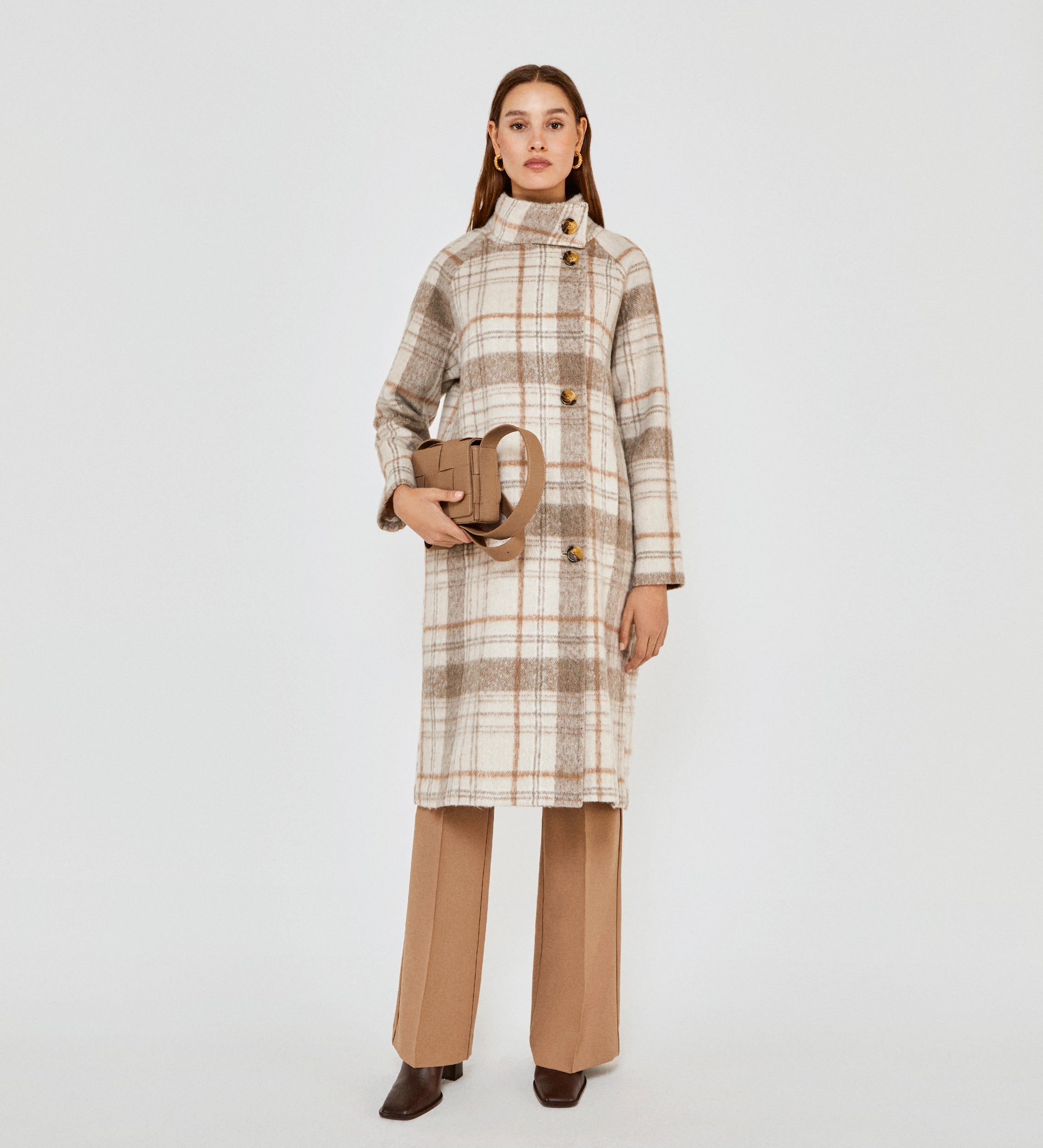 Plaid coat turtleneck