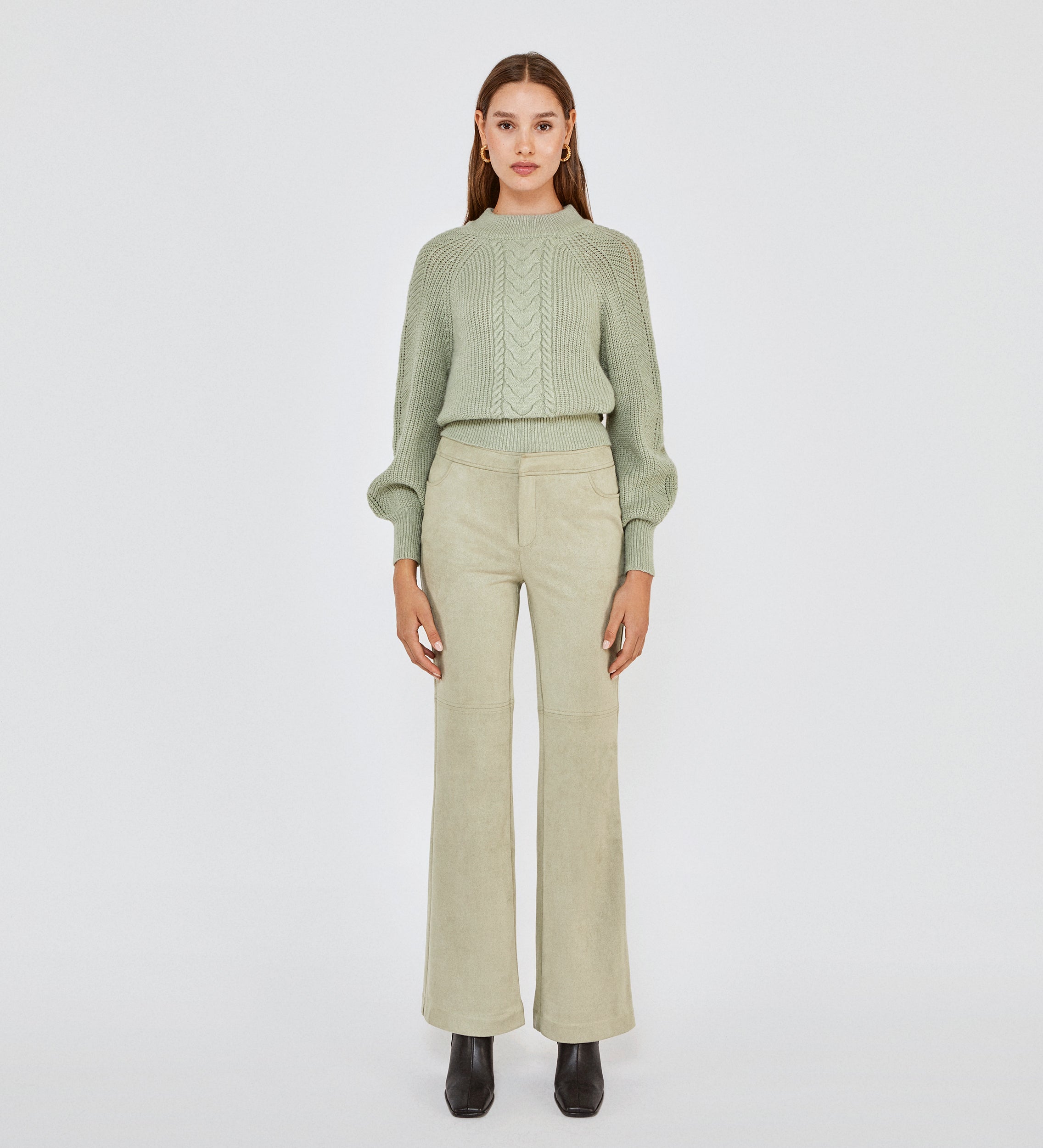 Flared suede trousers