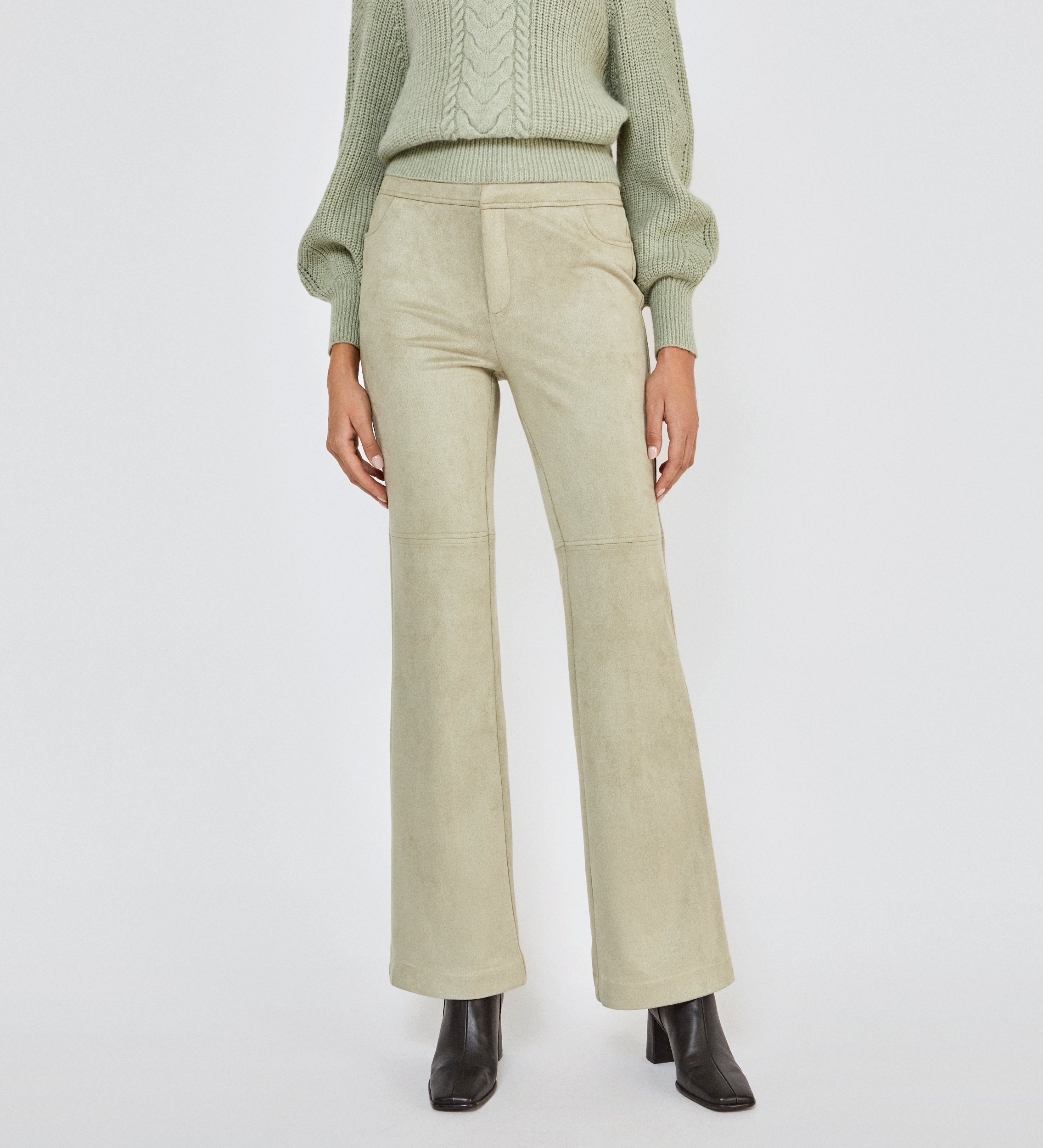 Flared suede trousers