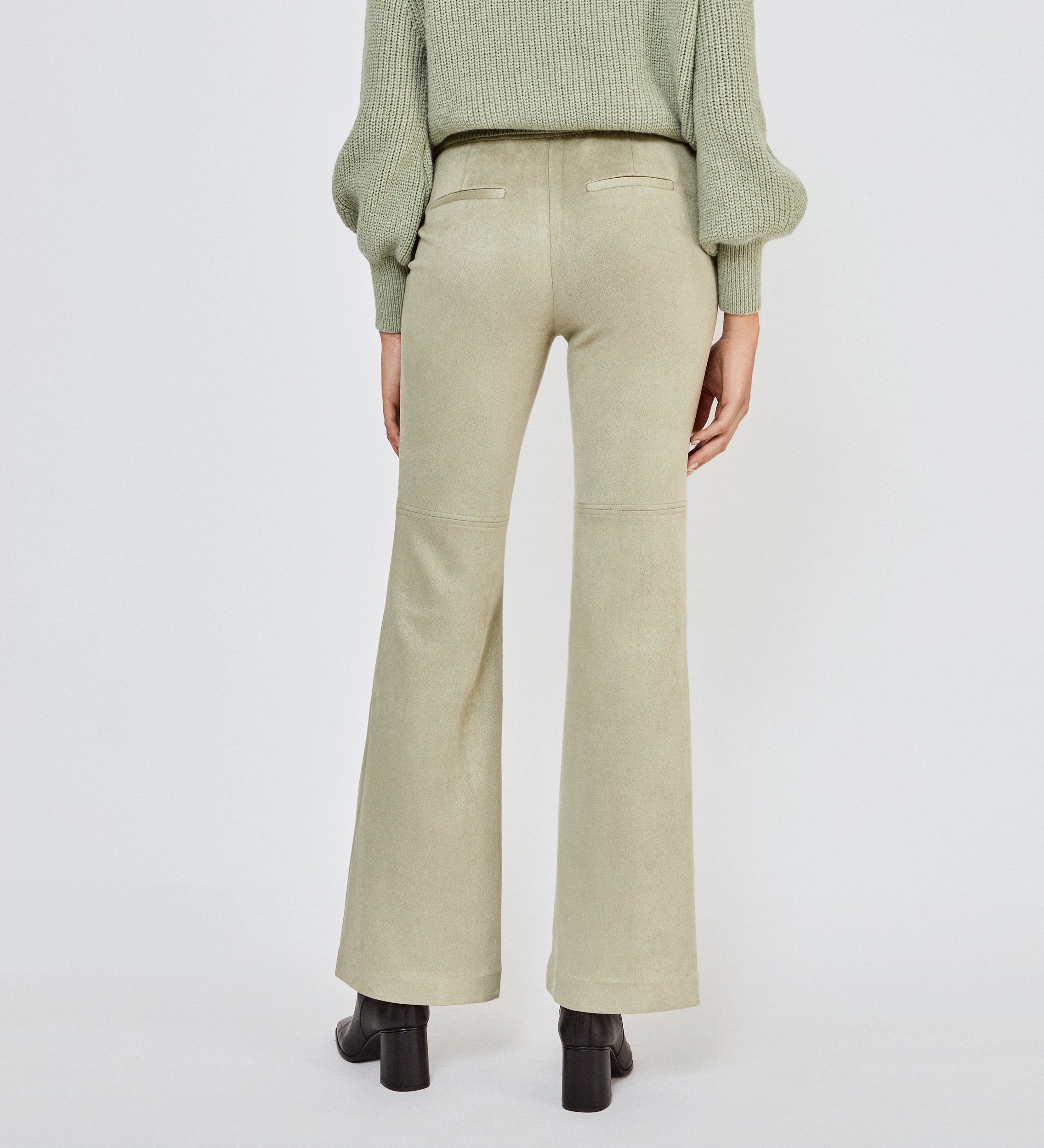 Flared suede trousers