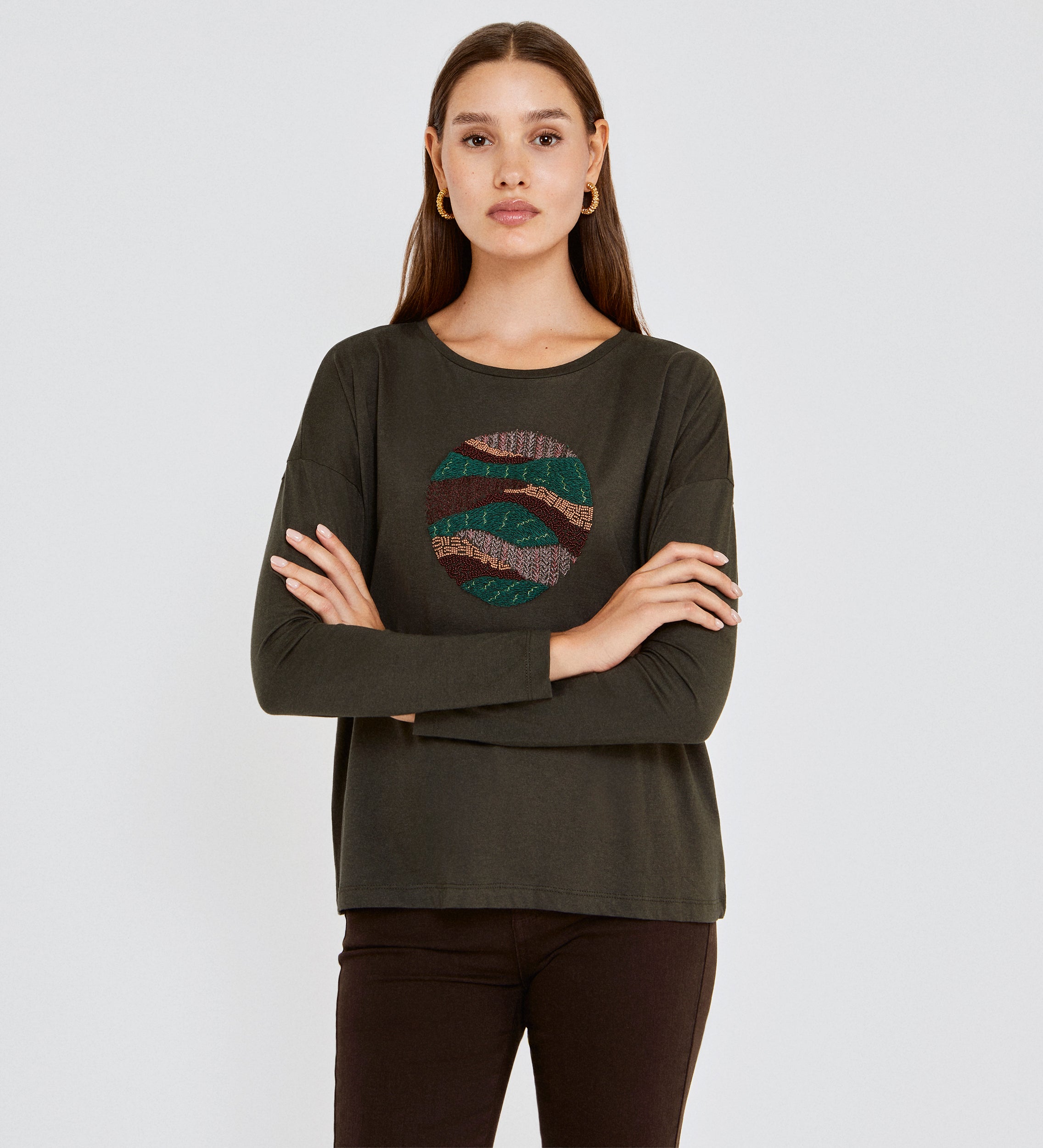 Front embroidered T-shirt