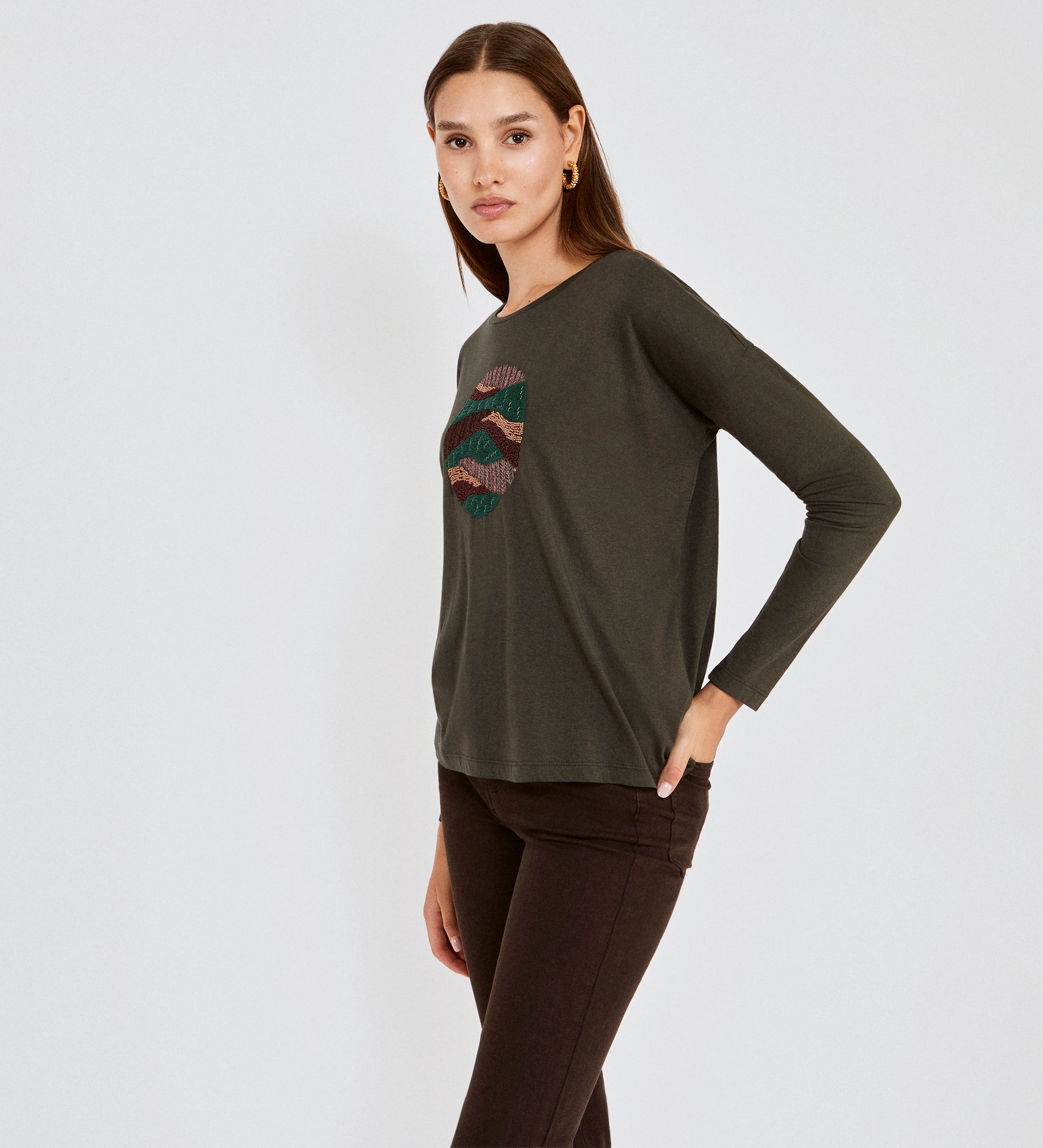 Front embroidered T-shirt