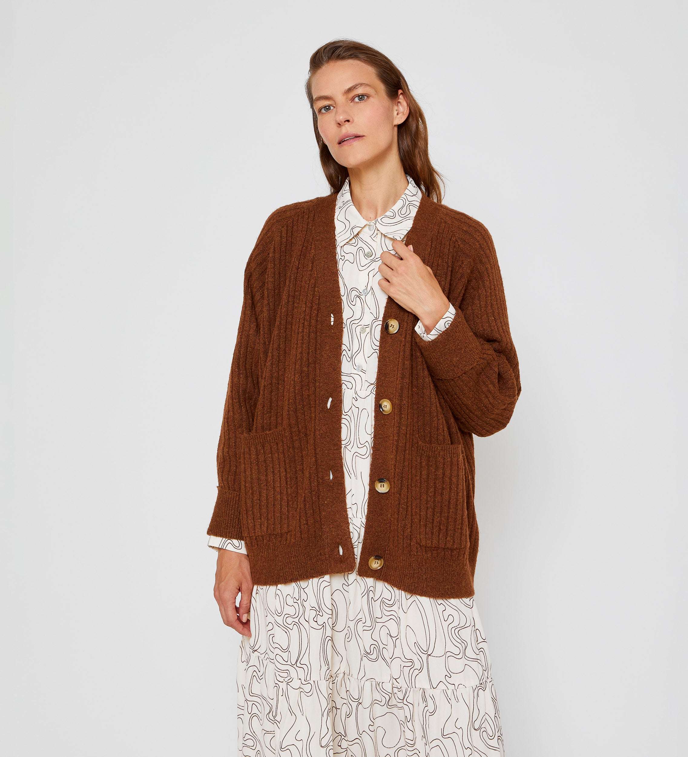 Cardigan oversize côtelé