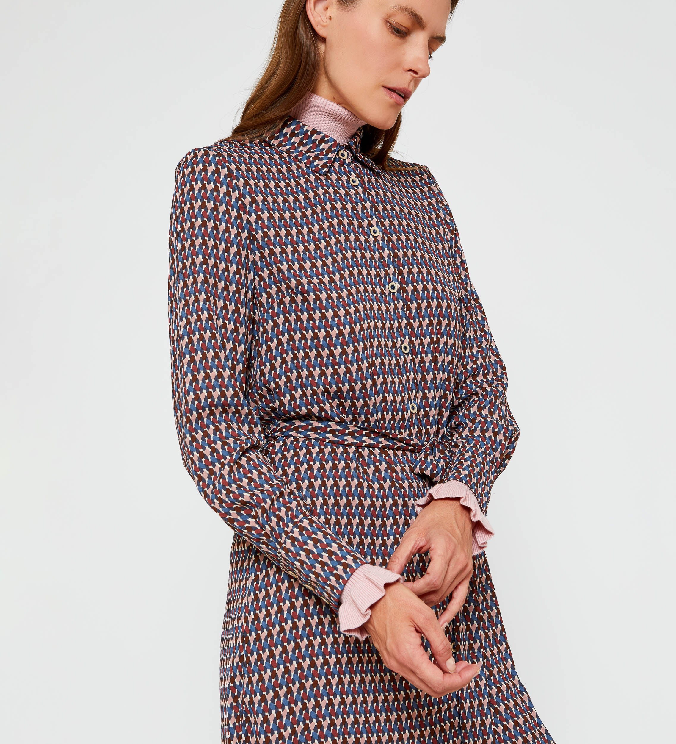 Printed shirt dress