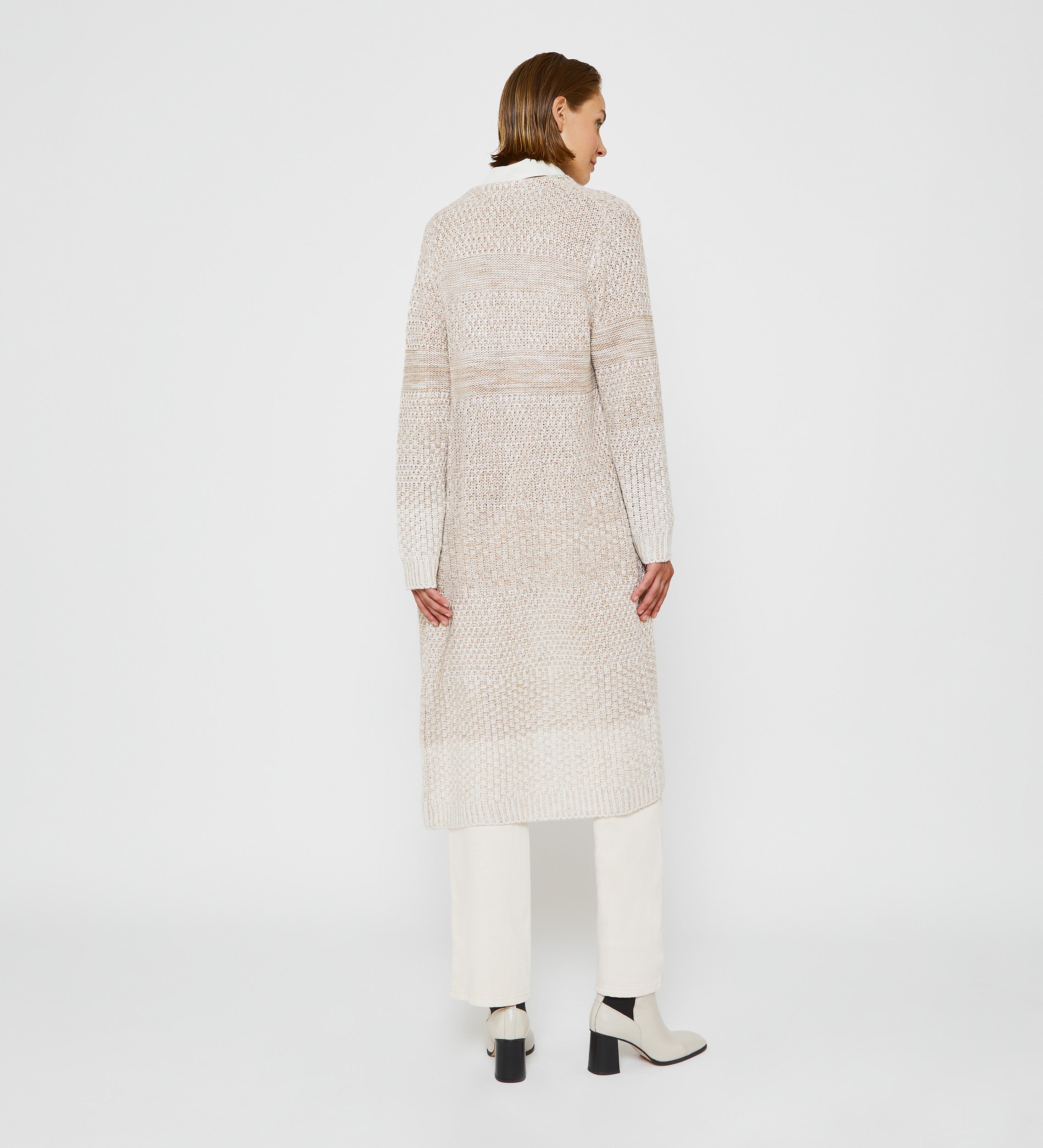 Textured long cardigan