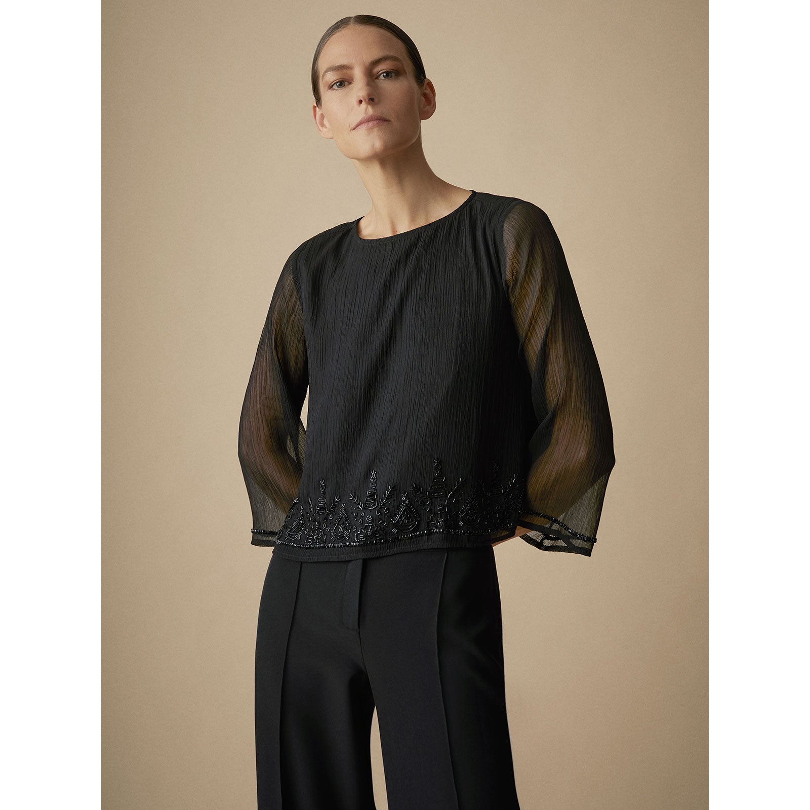 Embroidered chiffon top
