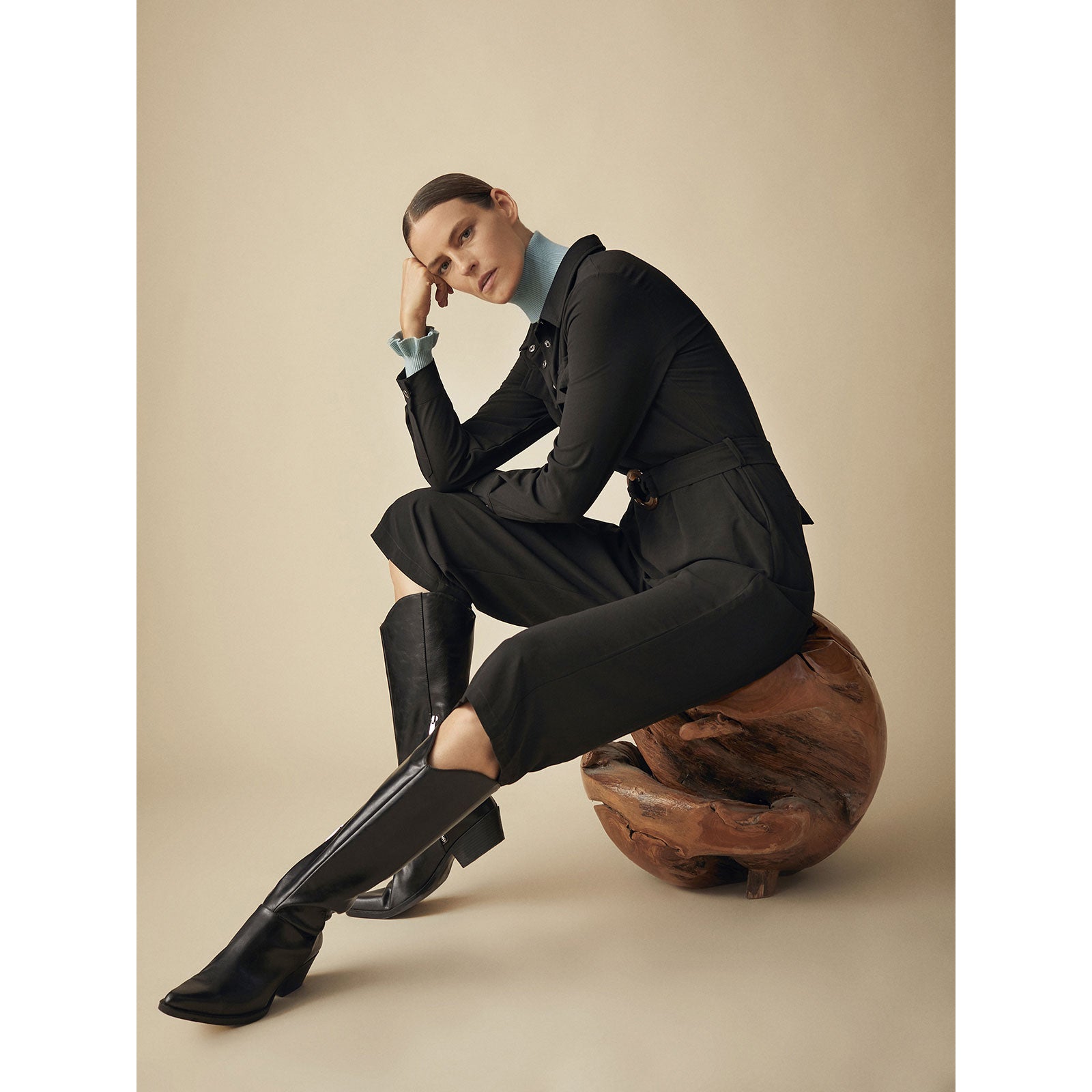 Shirt collar jumpsuit