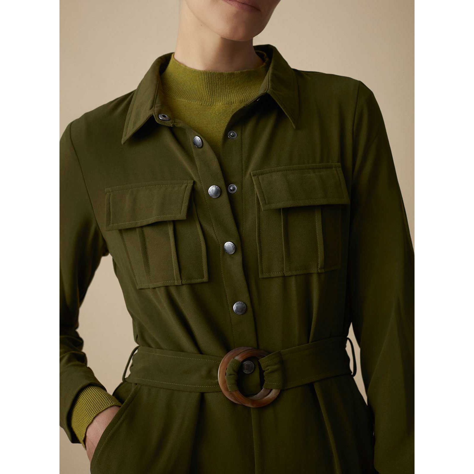 Shirt collar jumpsuit
