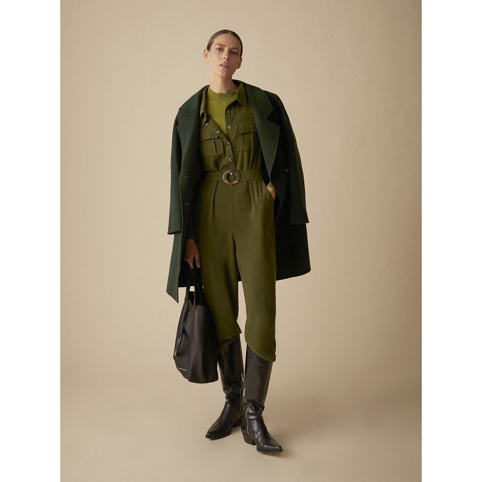 Shirt collar jumpsuit