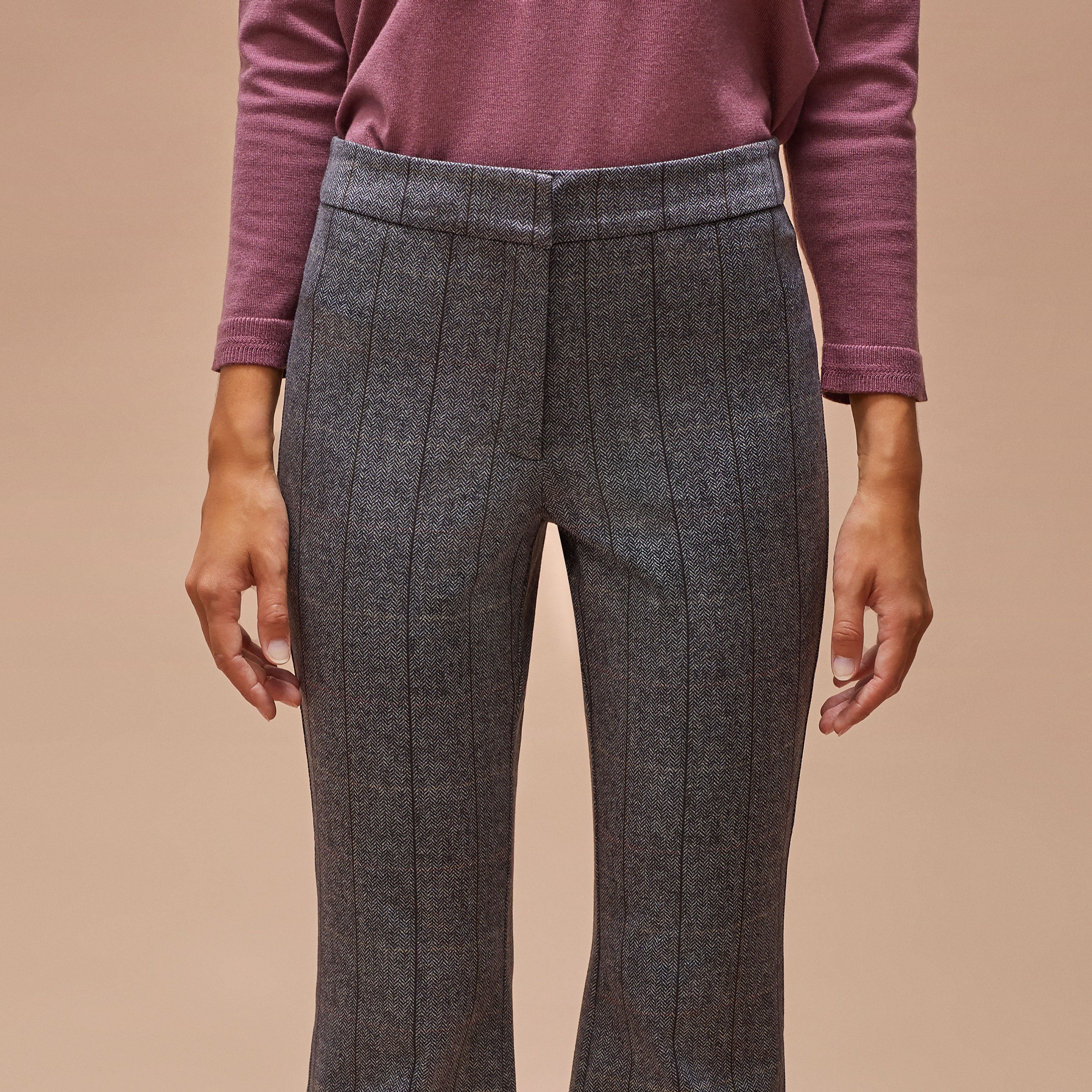 Flared checkered pants