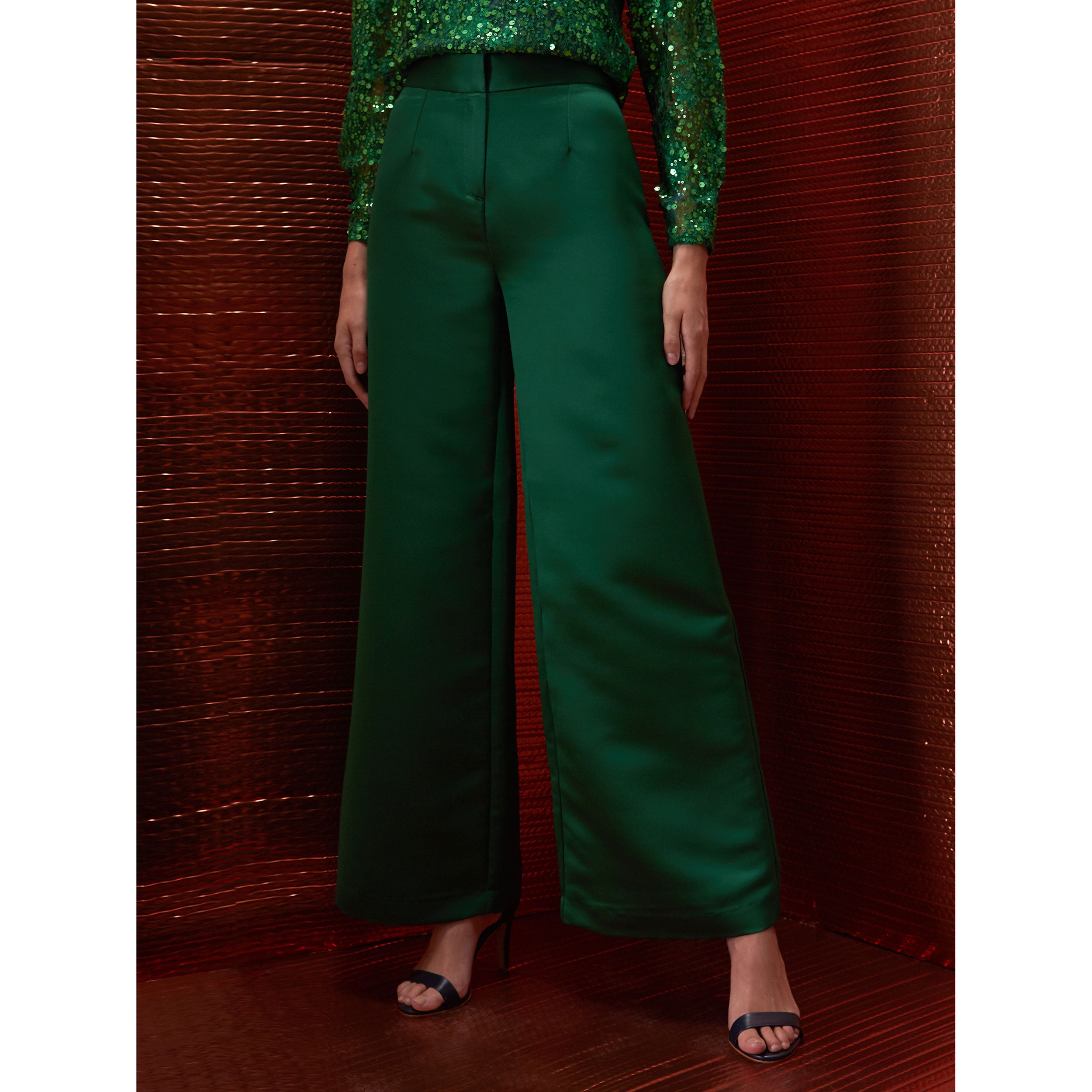 Pantalón ancho satén