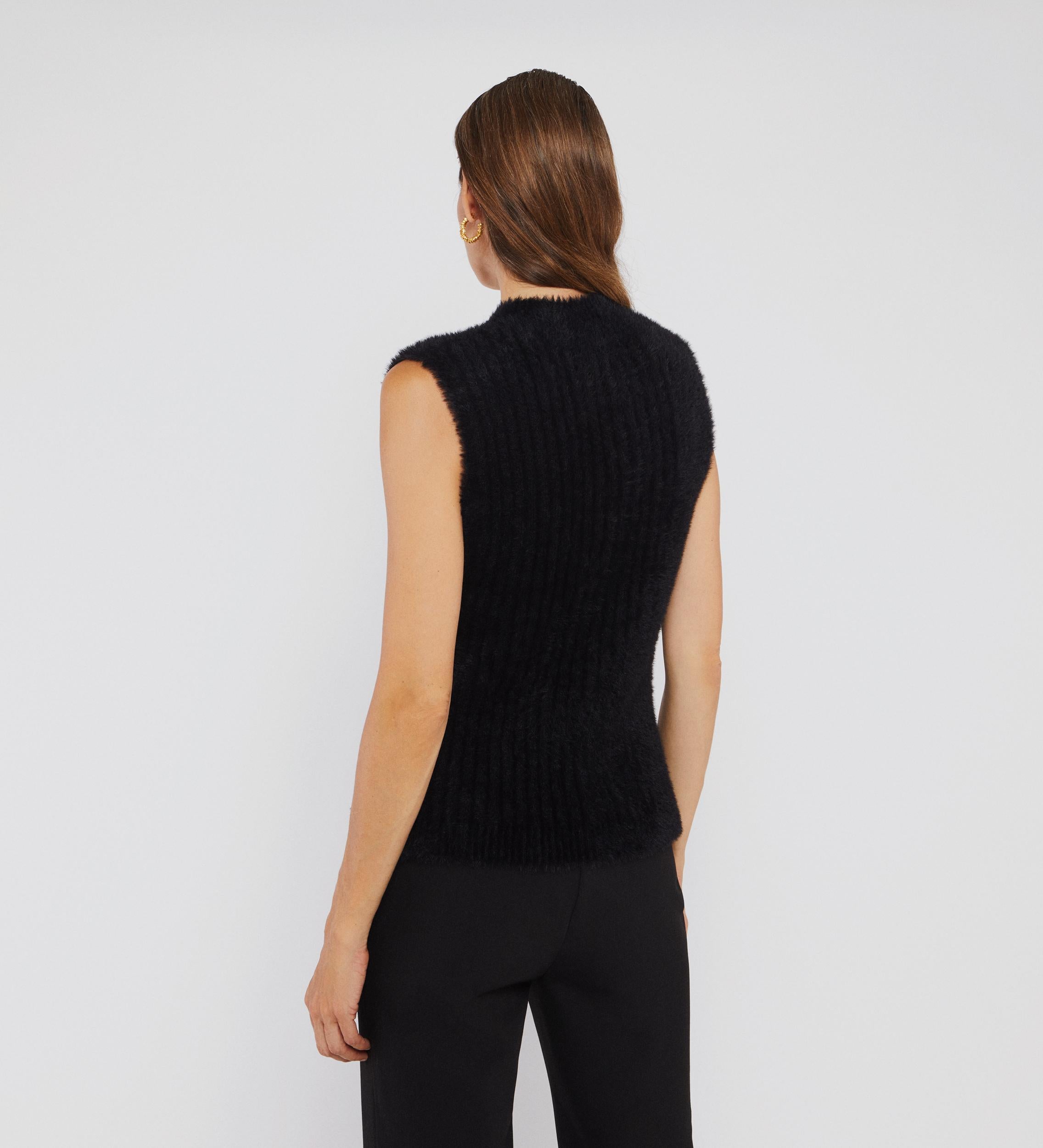Furry knit vest