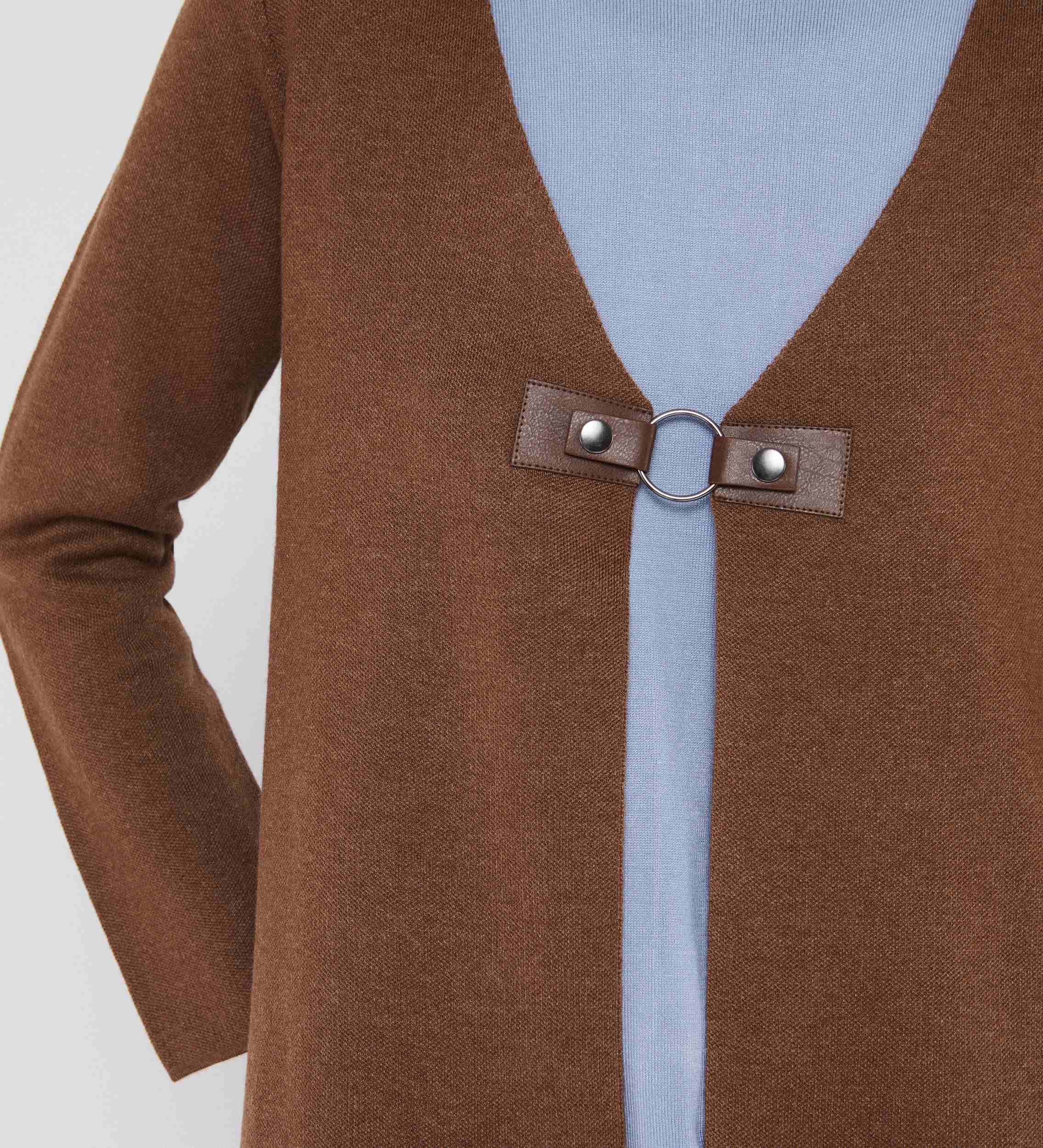 long cardigan brooch