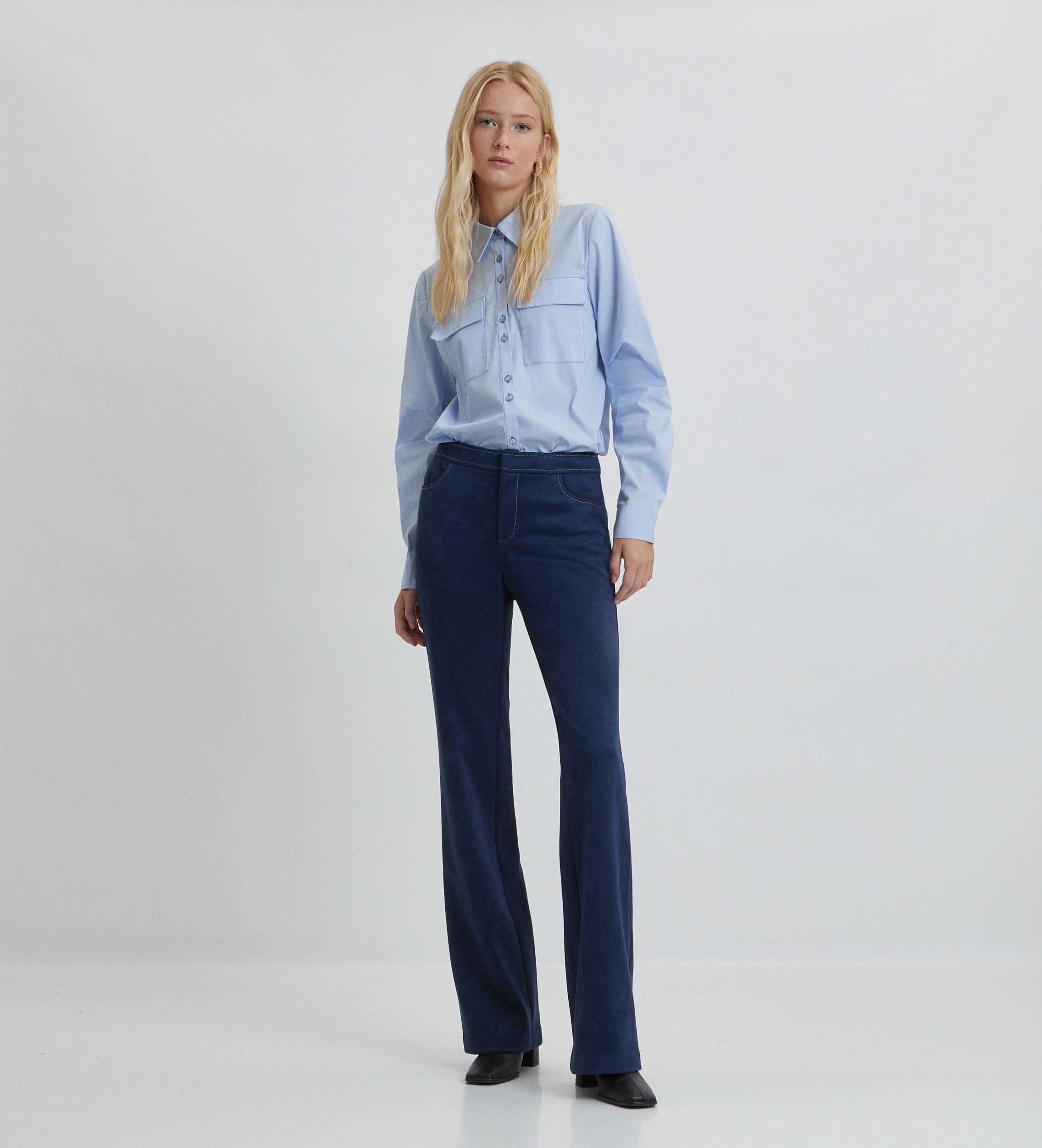 Flared suede trousers