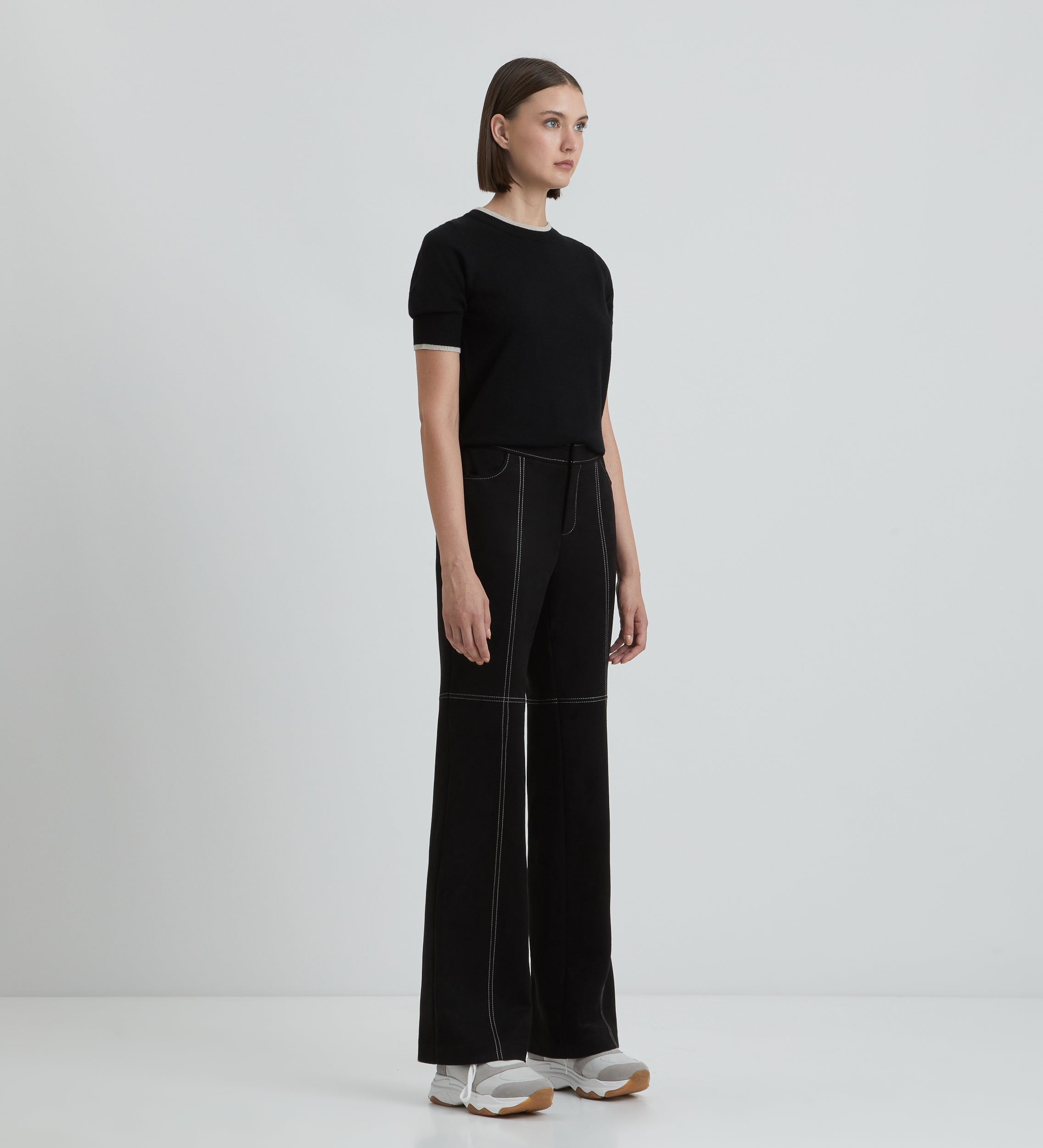 Flared suede trousers