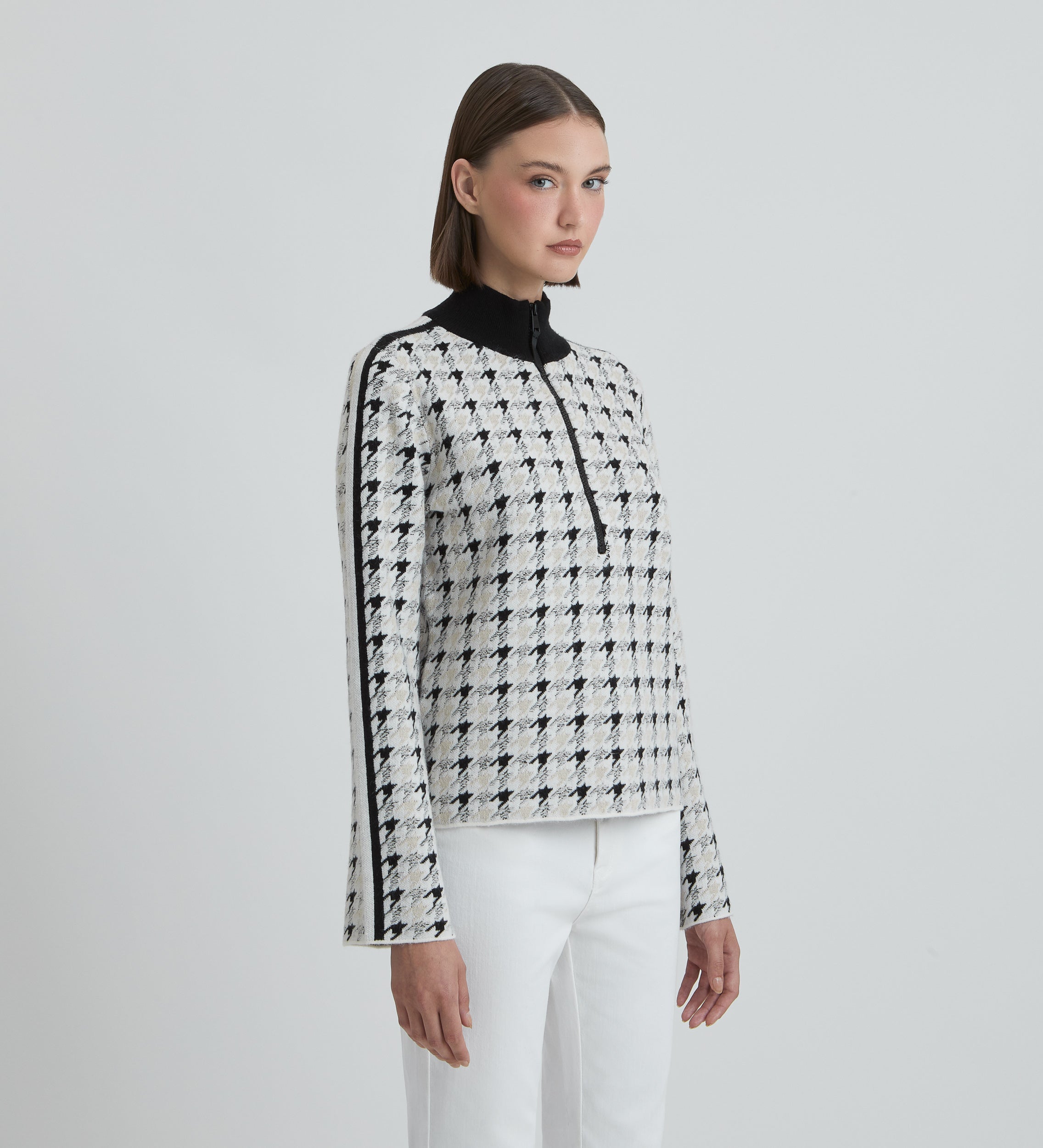 Houndstooth jacquard sweater