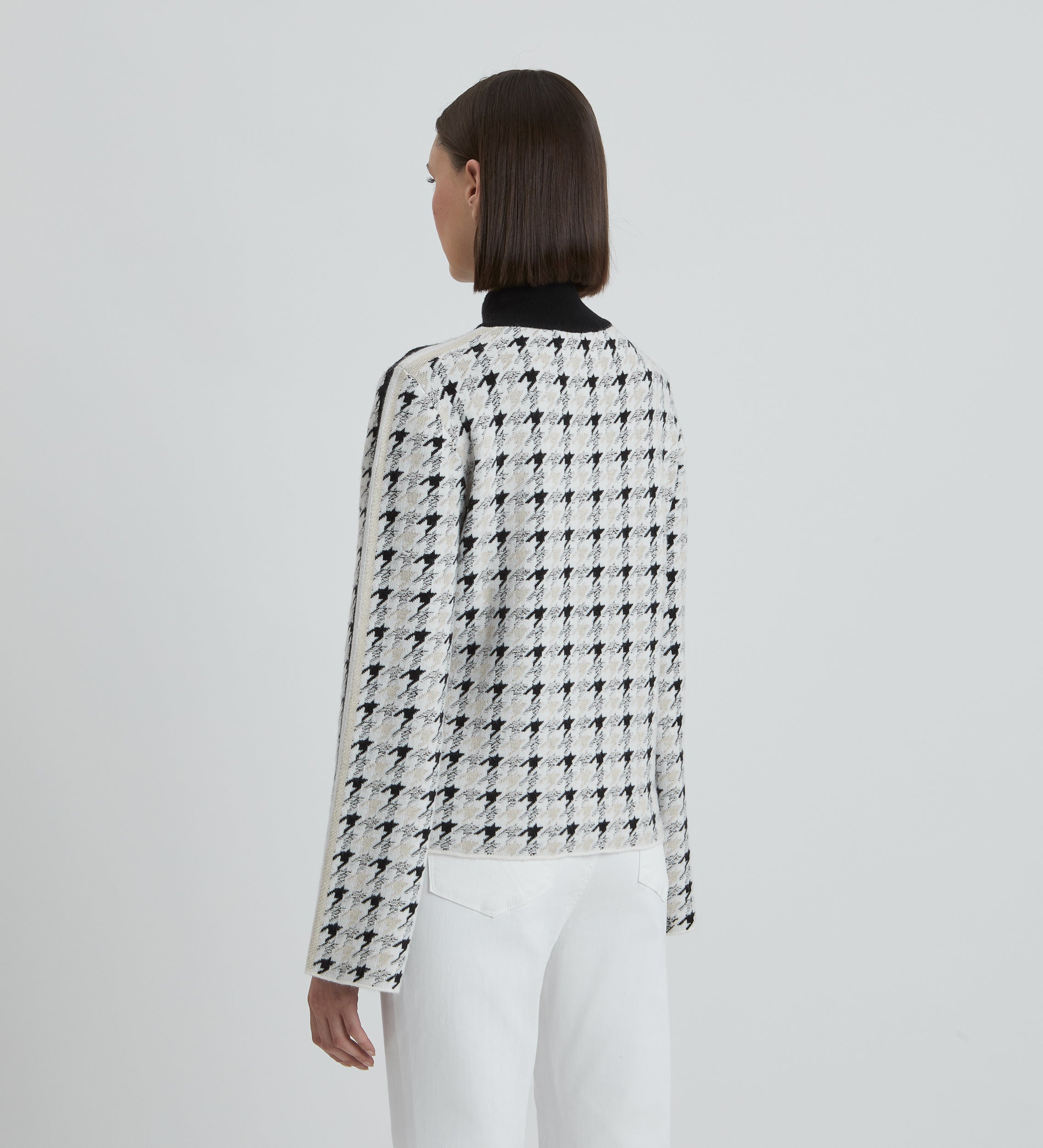 Houndstooth jacquard sweater