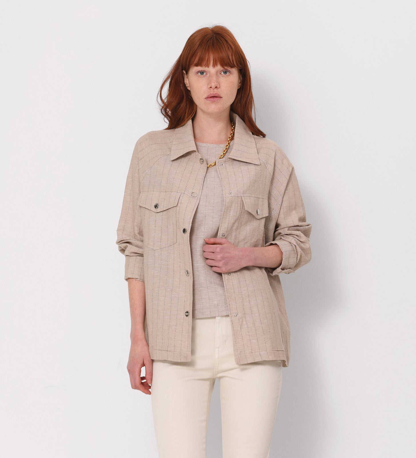 Chaqueta oversize lino