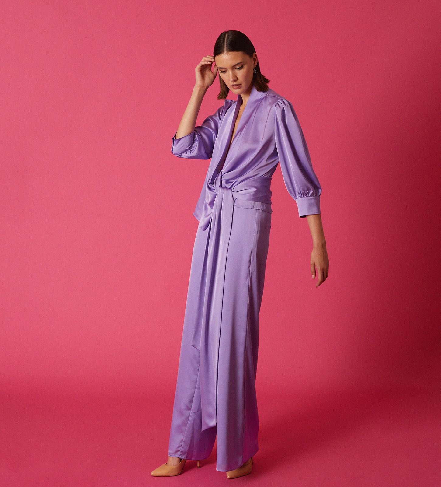 wide satin trousers