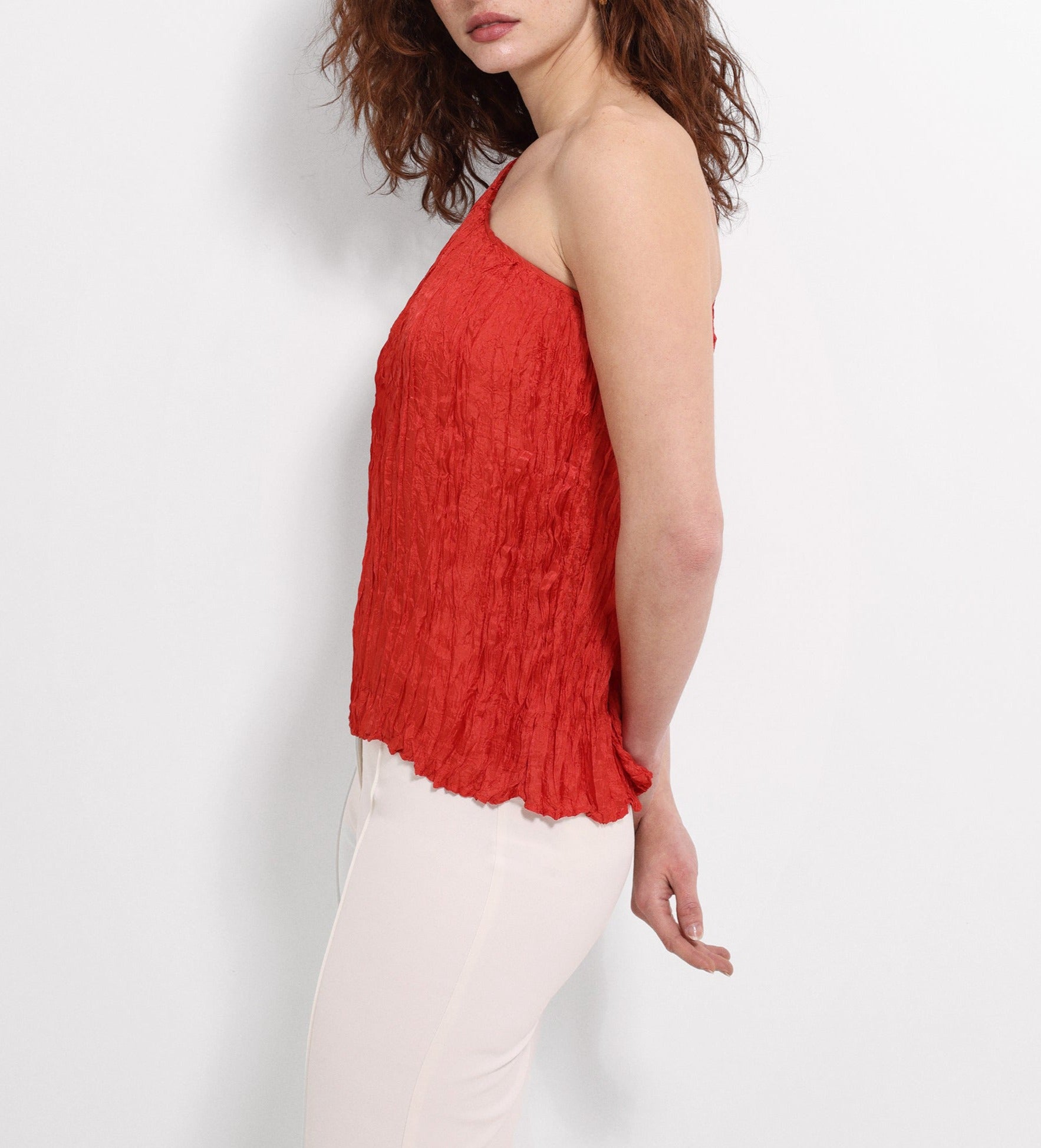 Top asymétrique plissé manuel