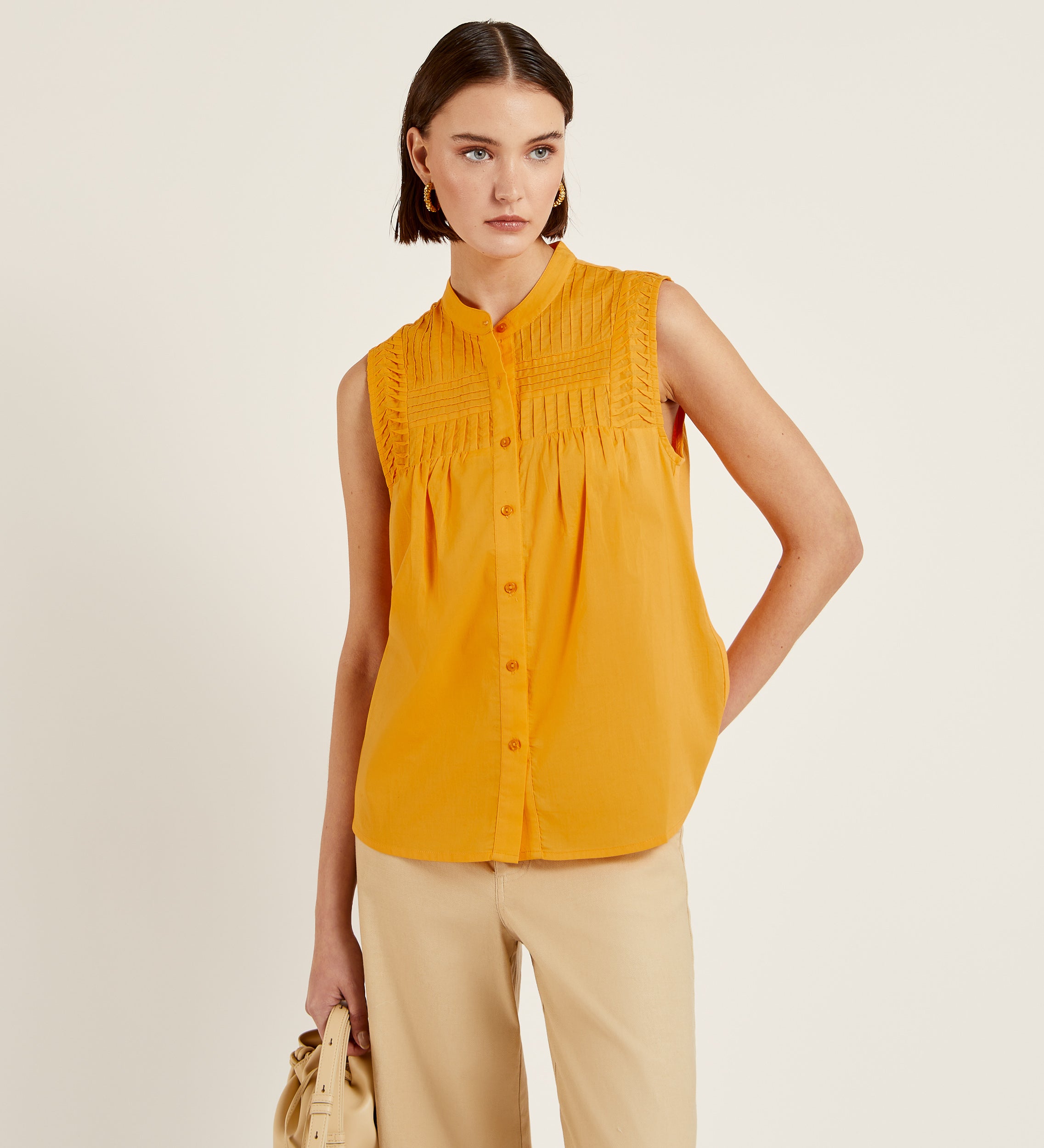 Pleated yoke top