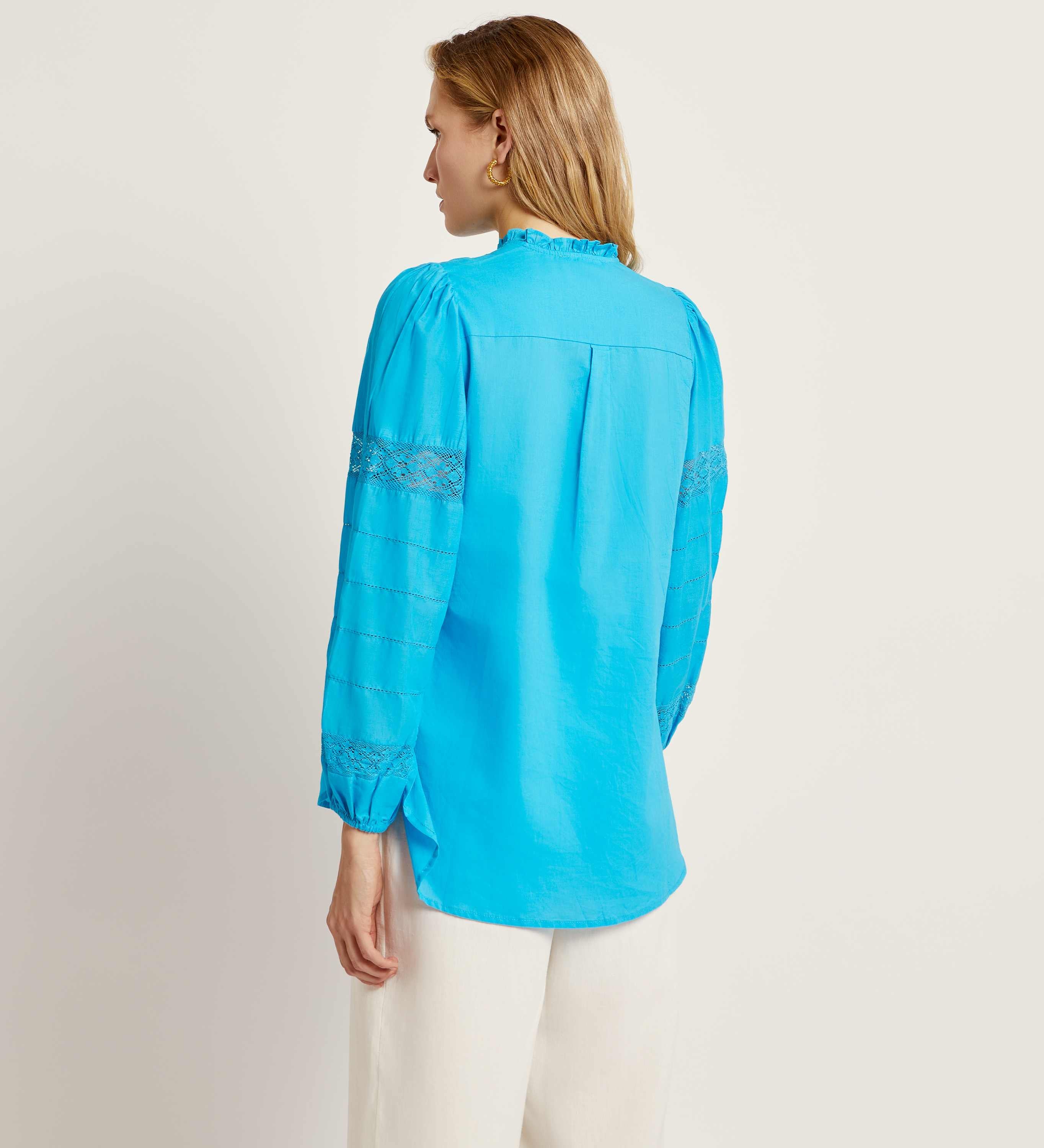Mandarin collar long sleeve blouse
