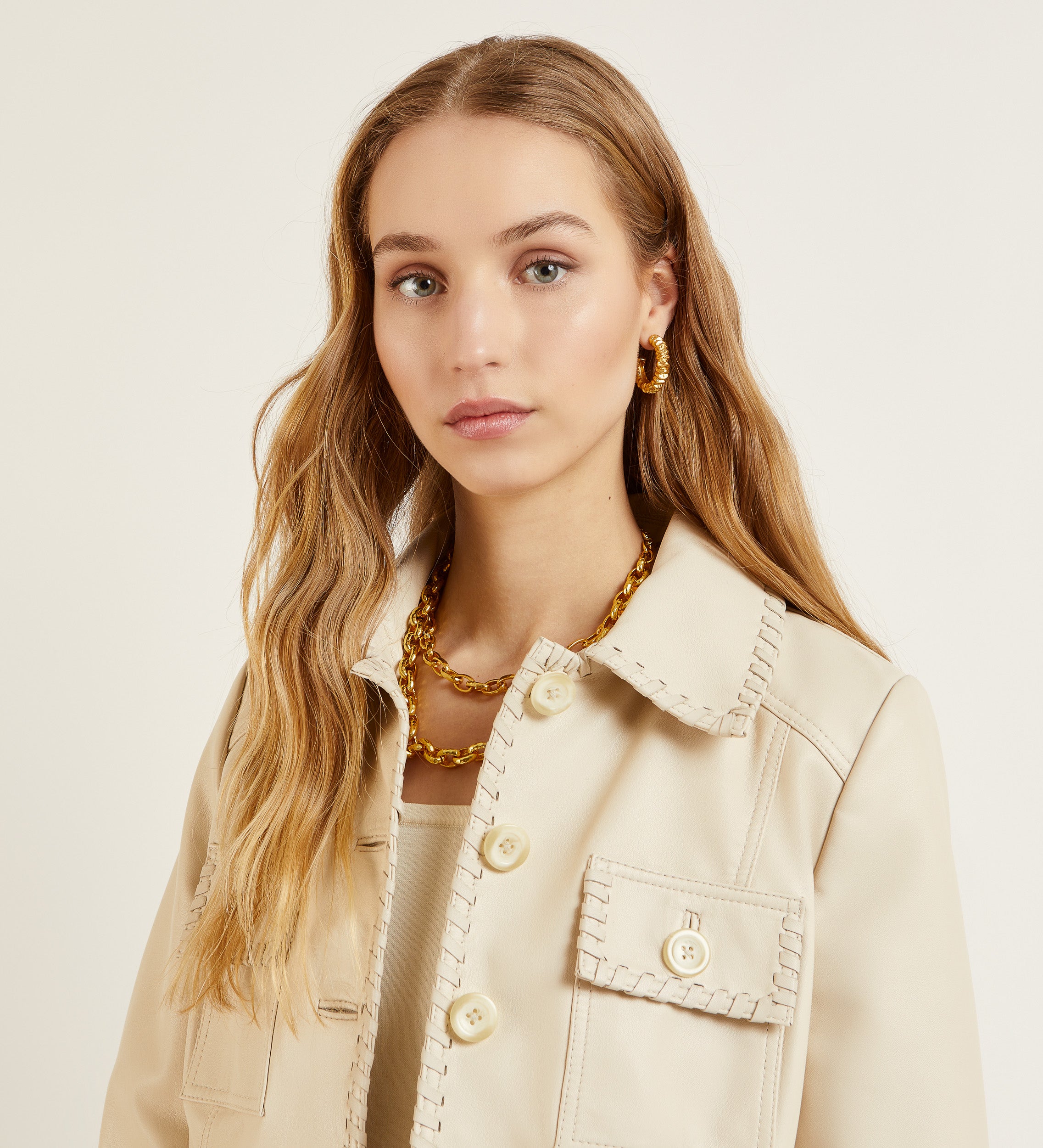 Chaqueta napa cordón entrelazado