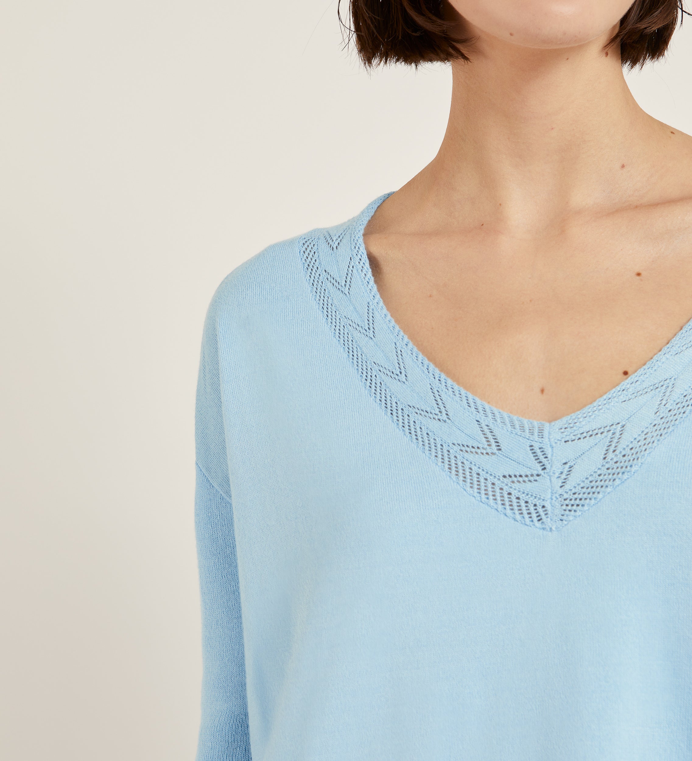 Openwork V-neck sweater