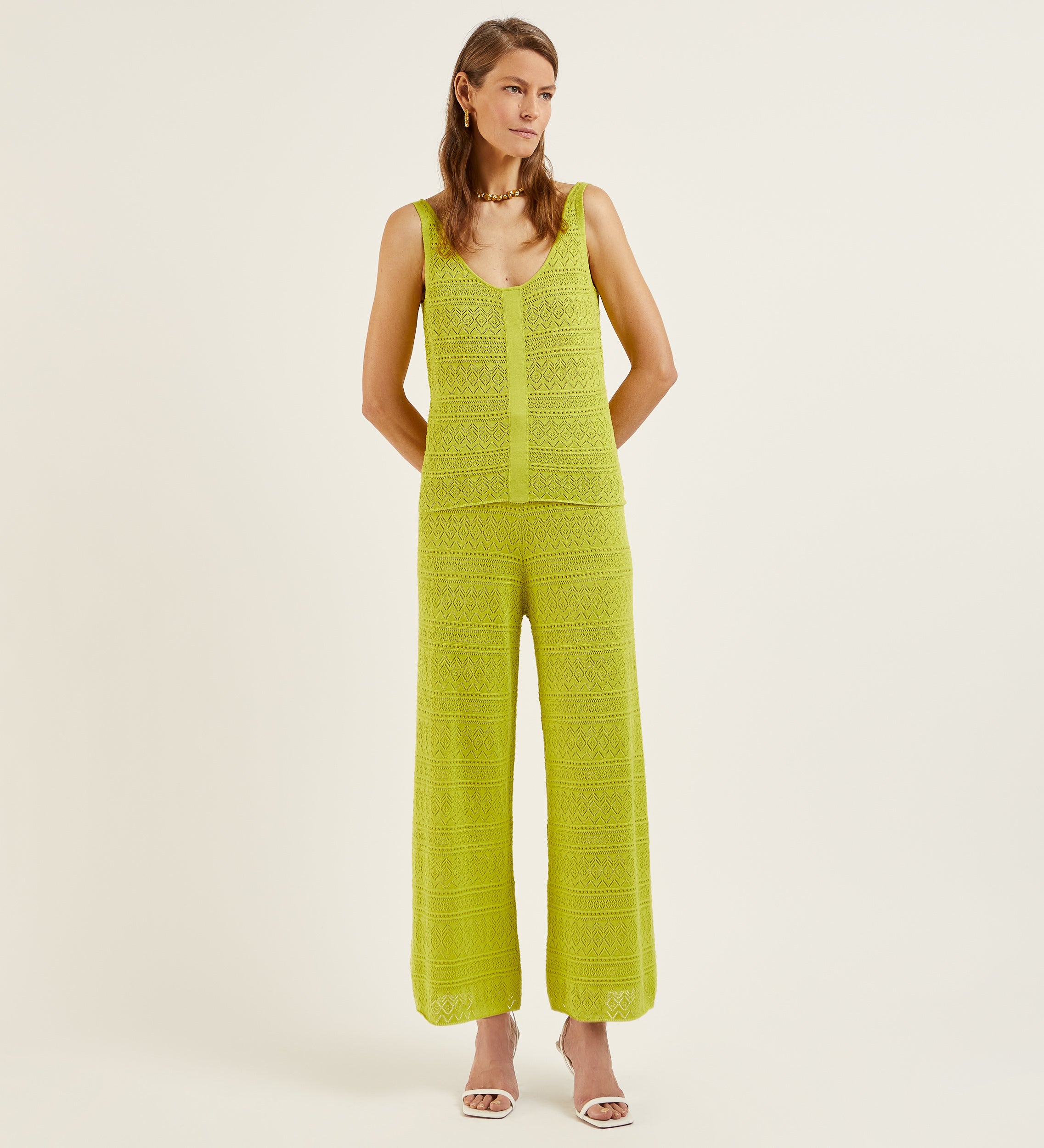 Openwork knit trousers