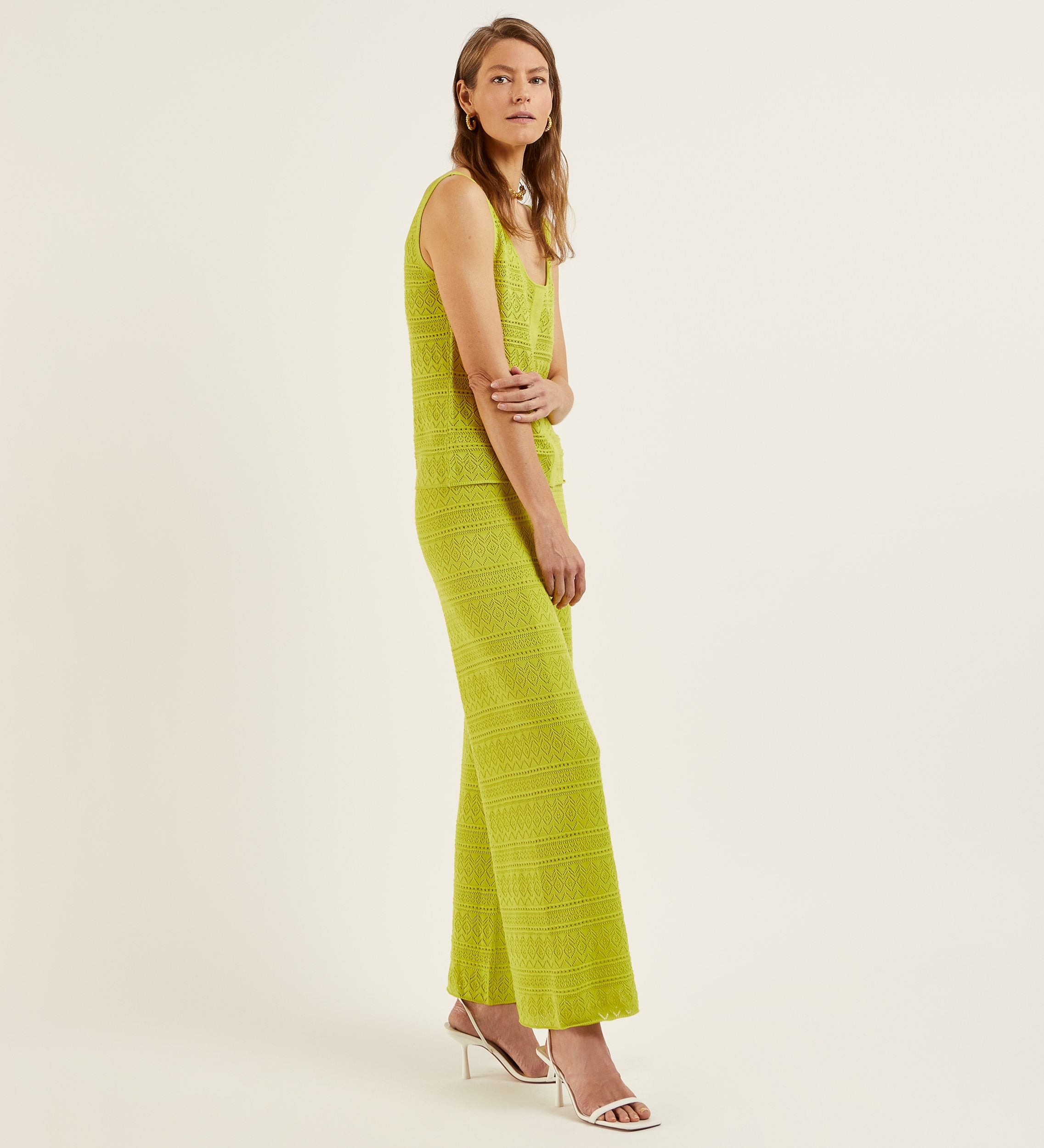 Openwork knit trousers