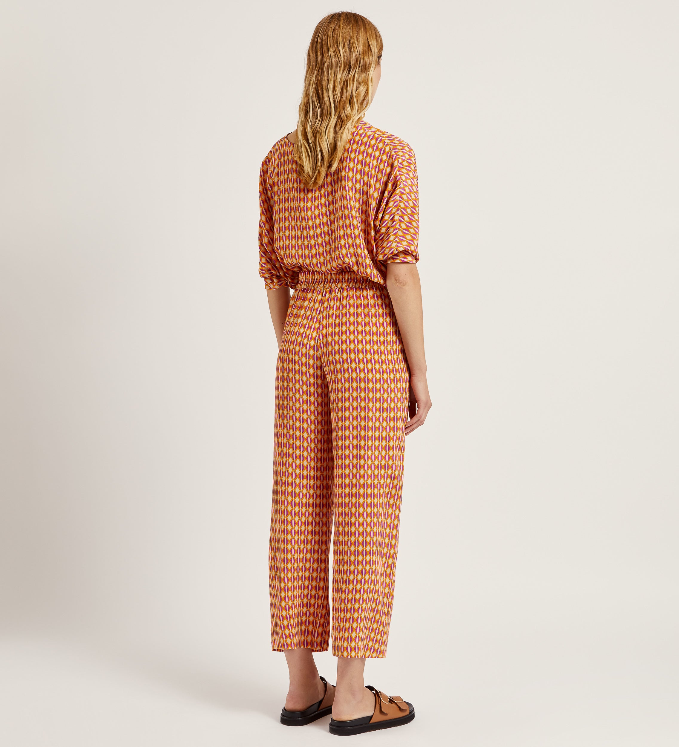 Printed wide leg trousers