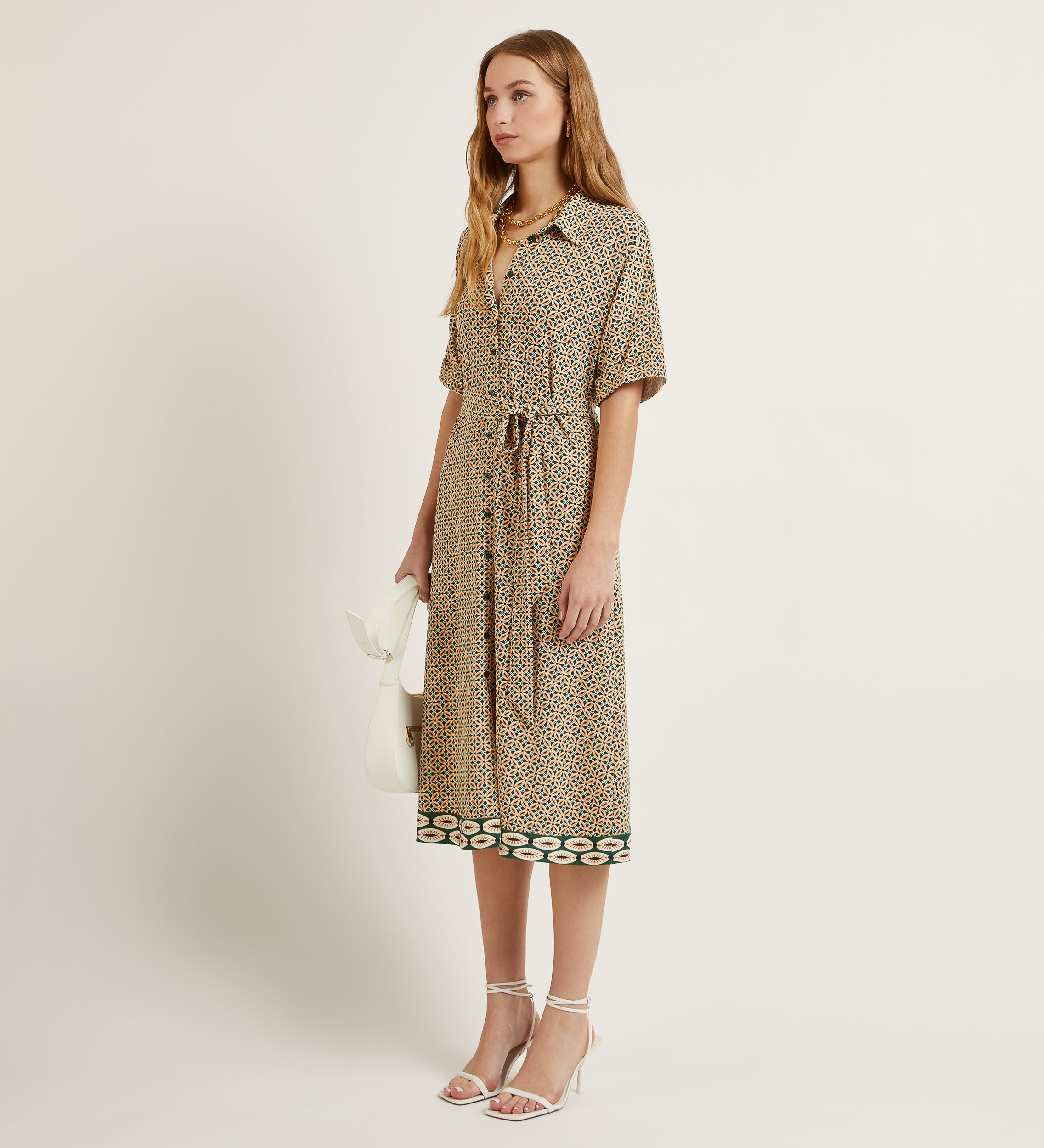 Vestido camisero punto estampado