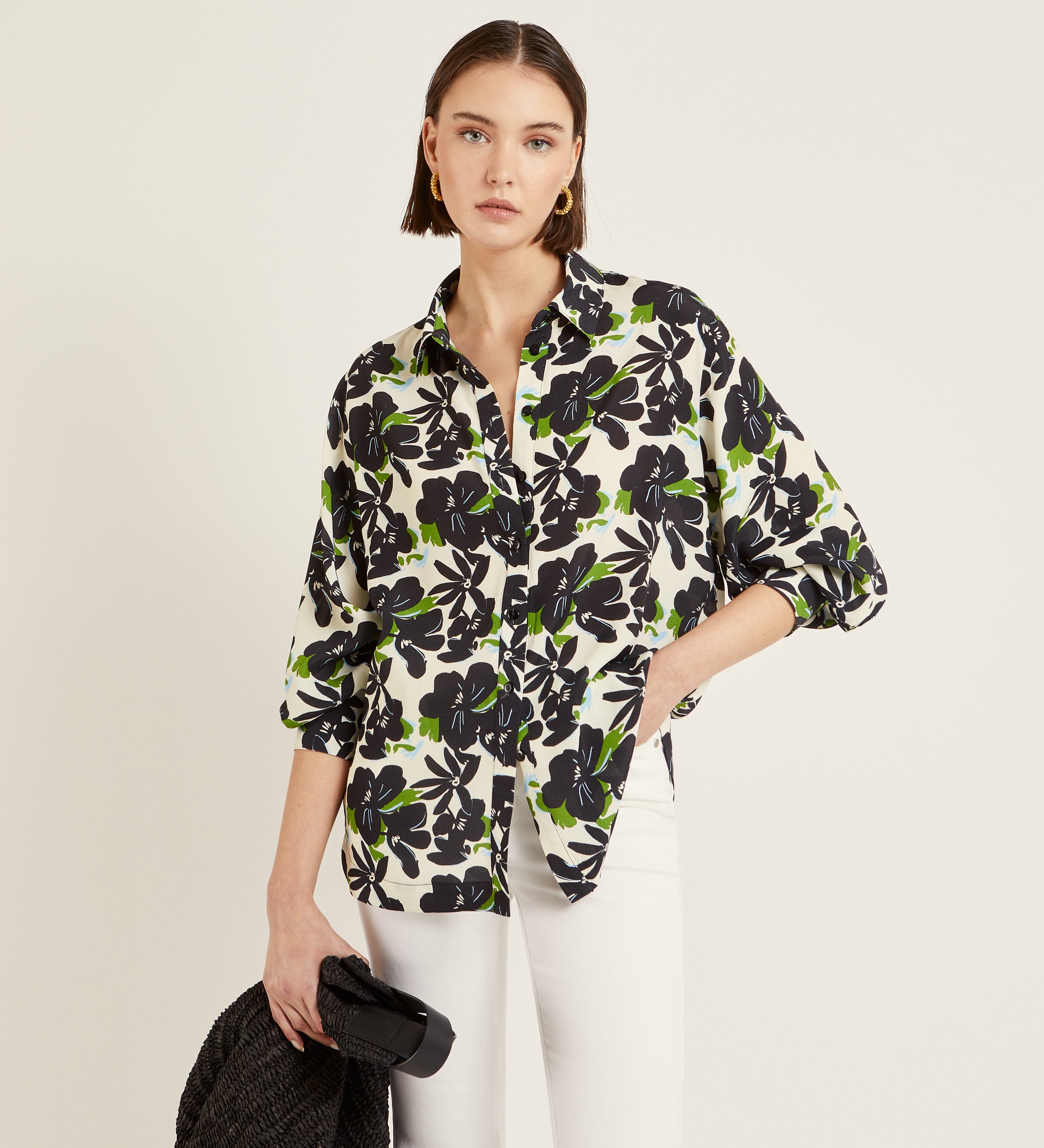 Blusa estampada manga abullonada