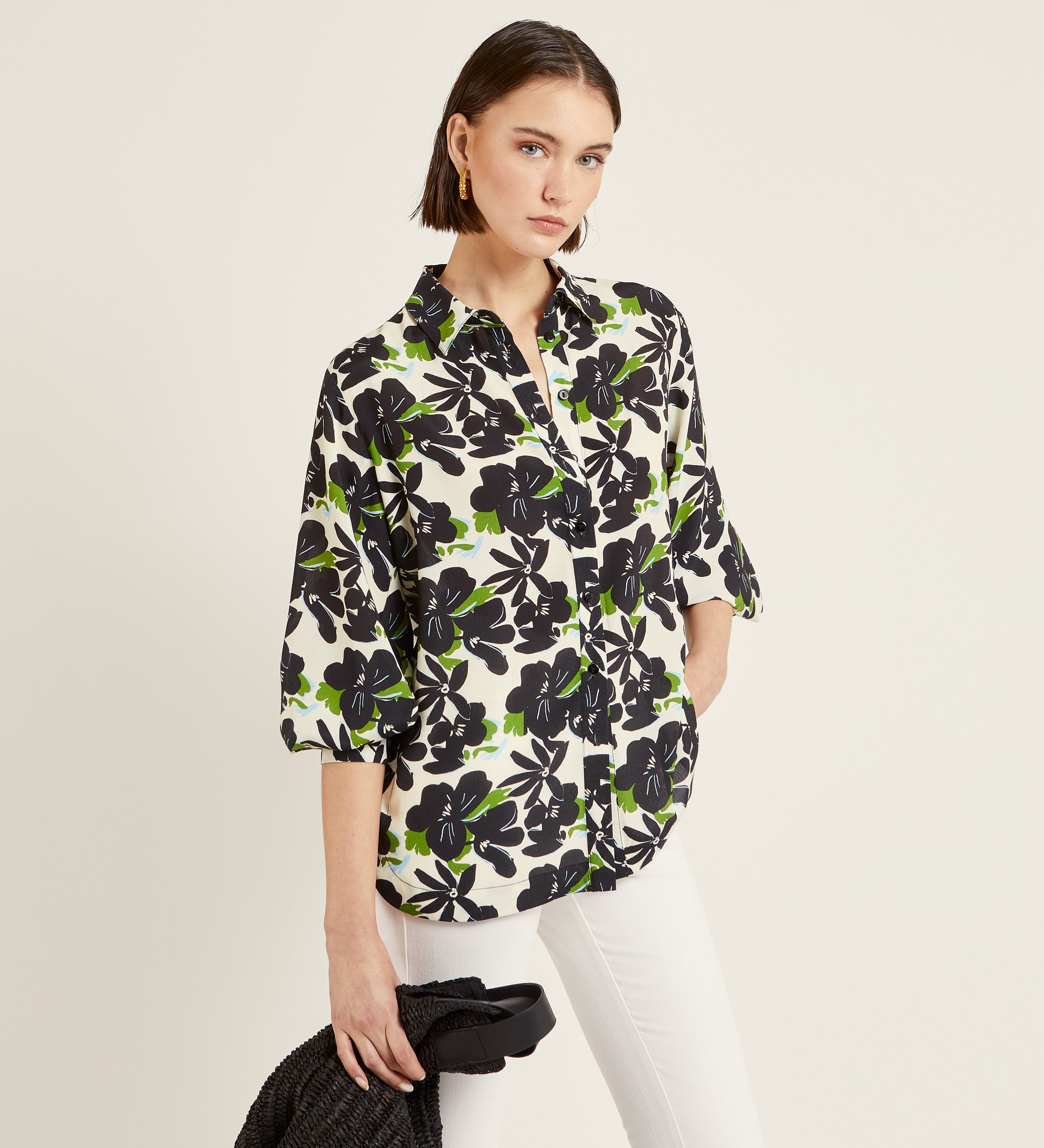 Blusa estampada manga abullonada