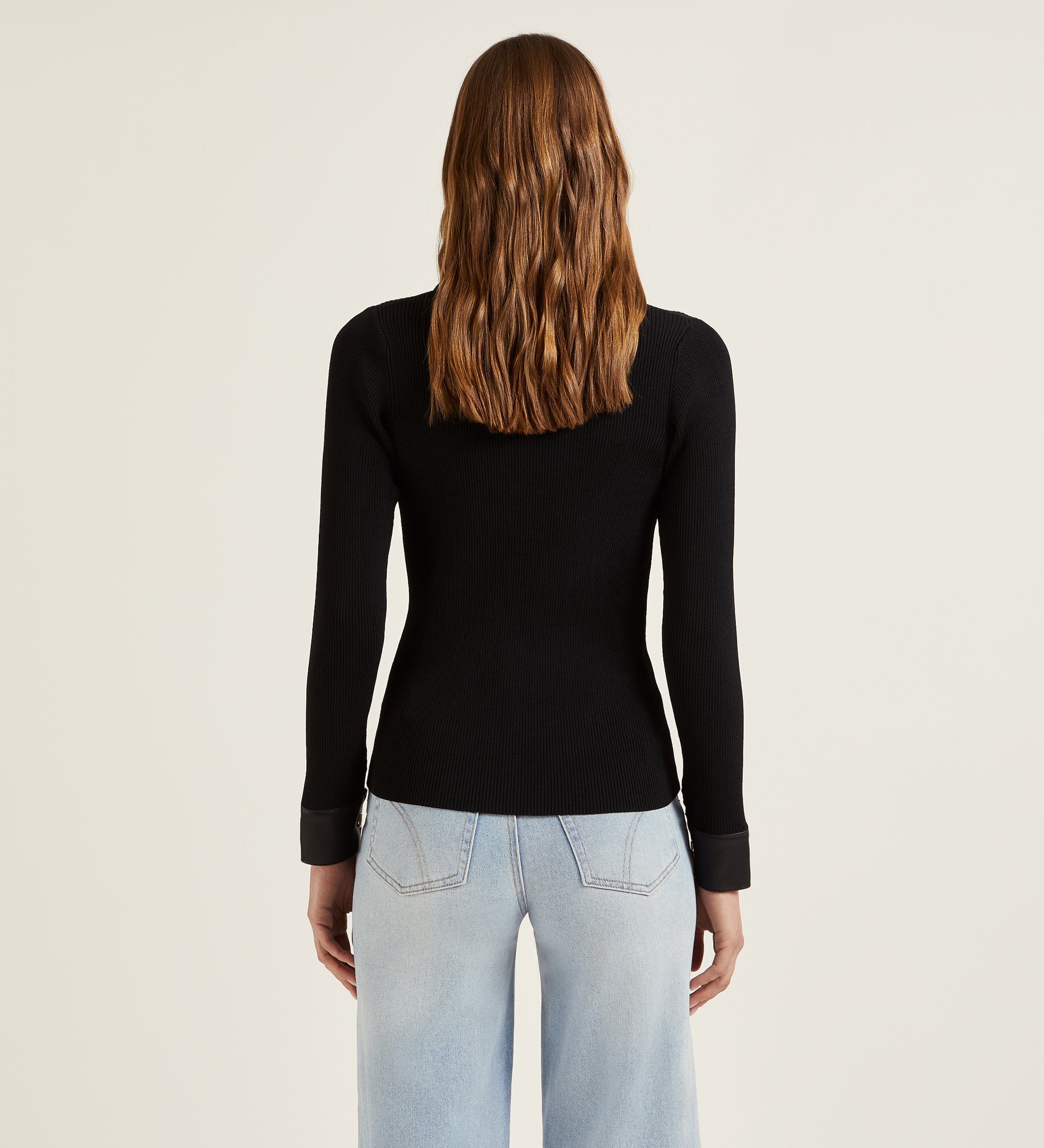 Cardigan en maille avec éco-cuir