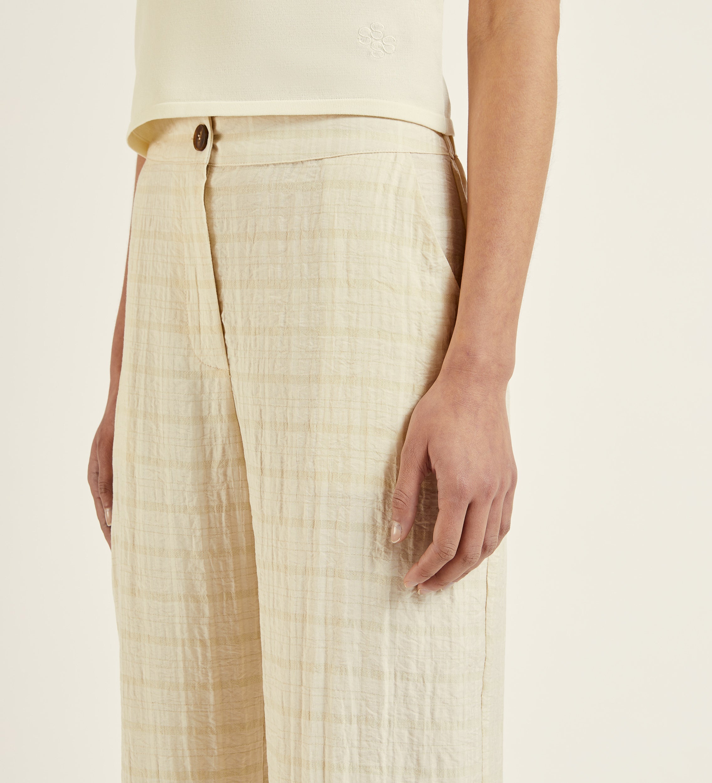 Wide textured trousers