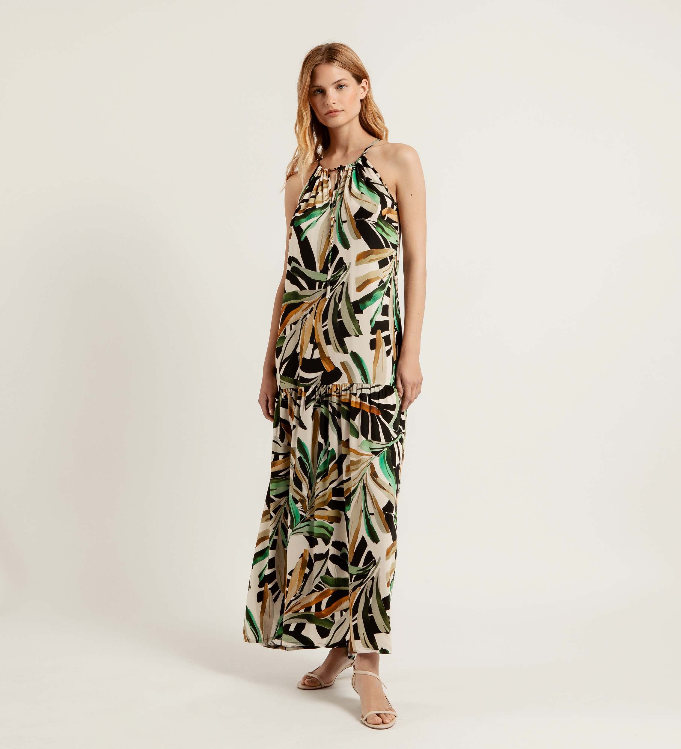 Robe dos nu imprimée