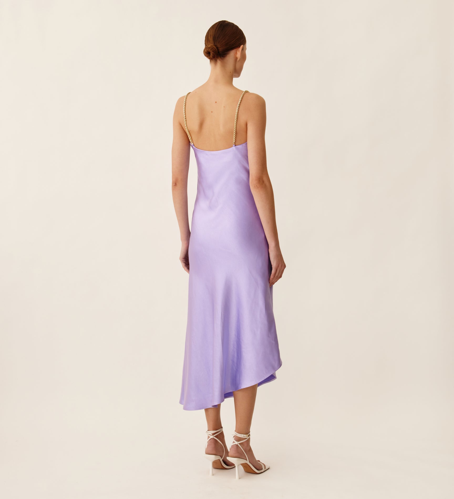 Long satin strappy dress